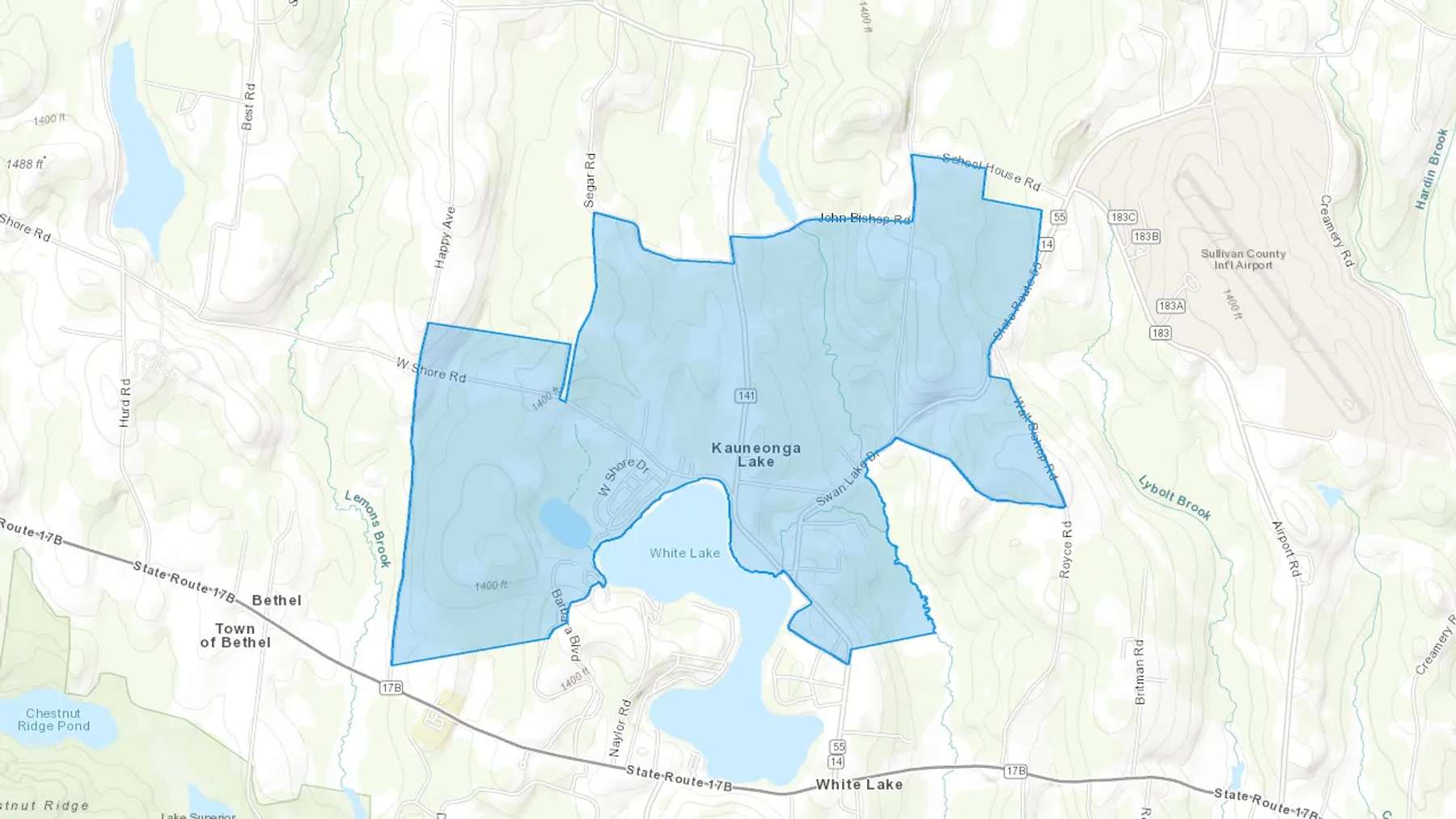 Kauneonga Lake, NY Cash heating Oil delivery map Map of the COD Fuel Oil delivery service area for Kauneonga Lake, NY