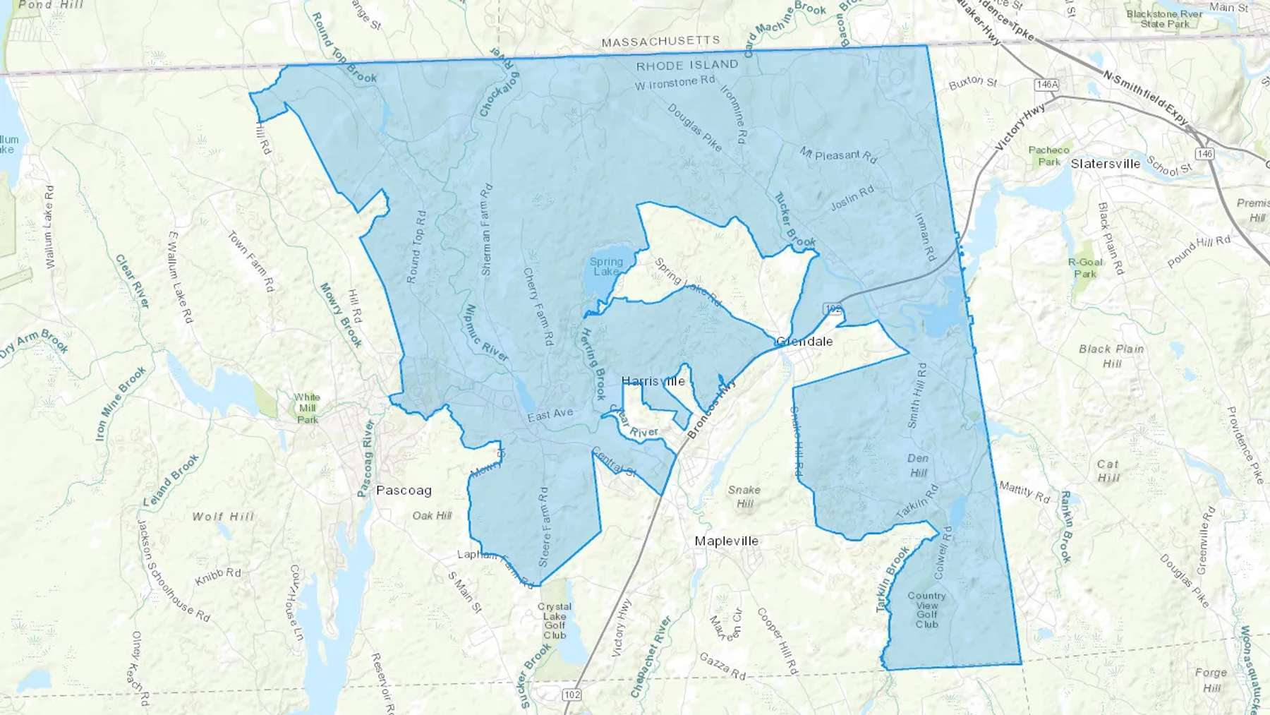Harrisville, RI Cash heating Oil delivery map Map of the COD Fuel Oil delivery service area for Harrisville, RI