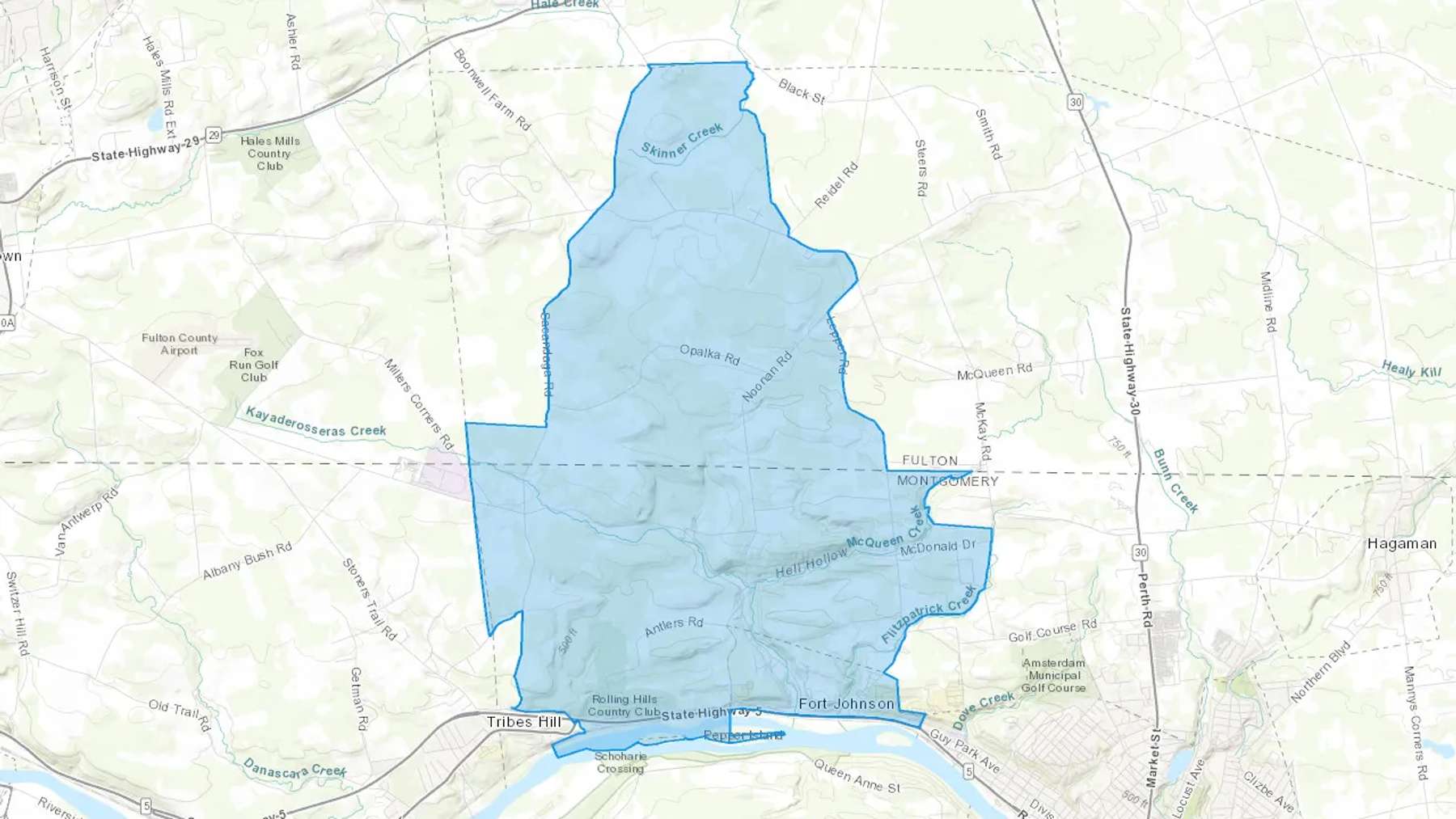Fort Johnson, NY Cash heating Oil delivery map Map of the COD Fuel Oil delivery service area for Fort Johnson, NY