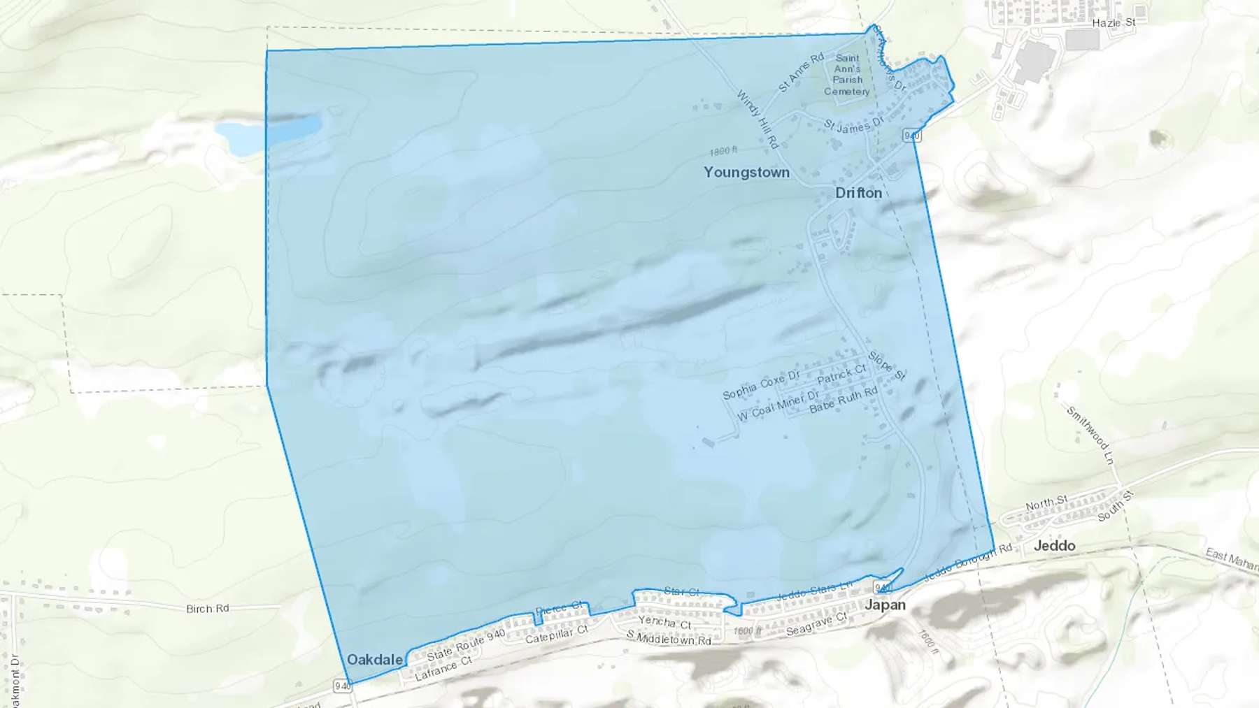 Drifton, PA Cash heating Oil delivery map Map of the COD Fuel Oil delivery service area for Drifton, PA