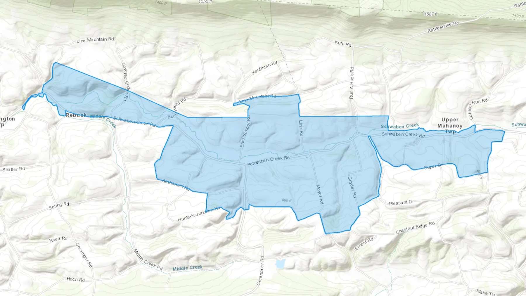 Rebuck, PA Cash heating Oil delivery map Map of the COD Fuel Oil delivery service area for Rebuck, PA