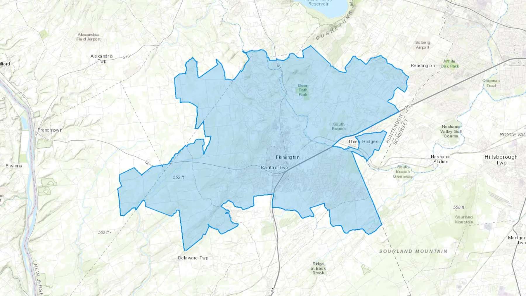 Flemington, NJ Cash heating Oil delivery map Map of the COD Fuel Oil delivery service area for Flemington, NJ
