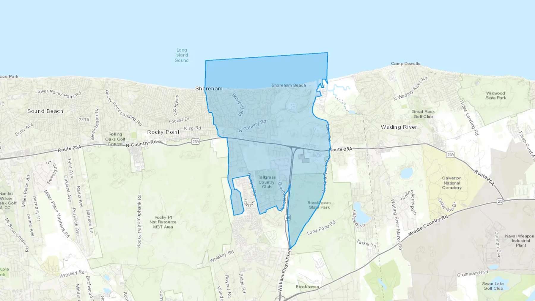 Shoreham, NY Cash heating Oil delivery map Map of the COD Fuel Oil delivery service area for Shoreham, NY
