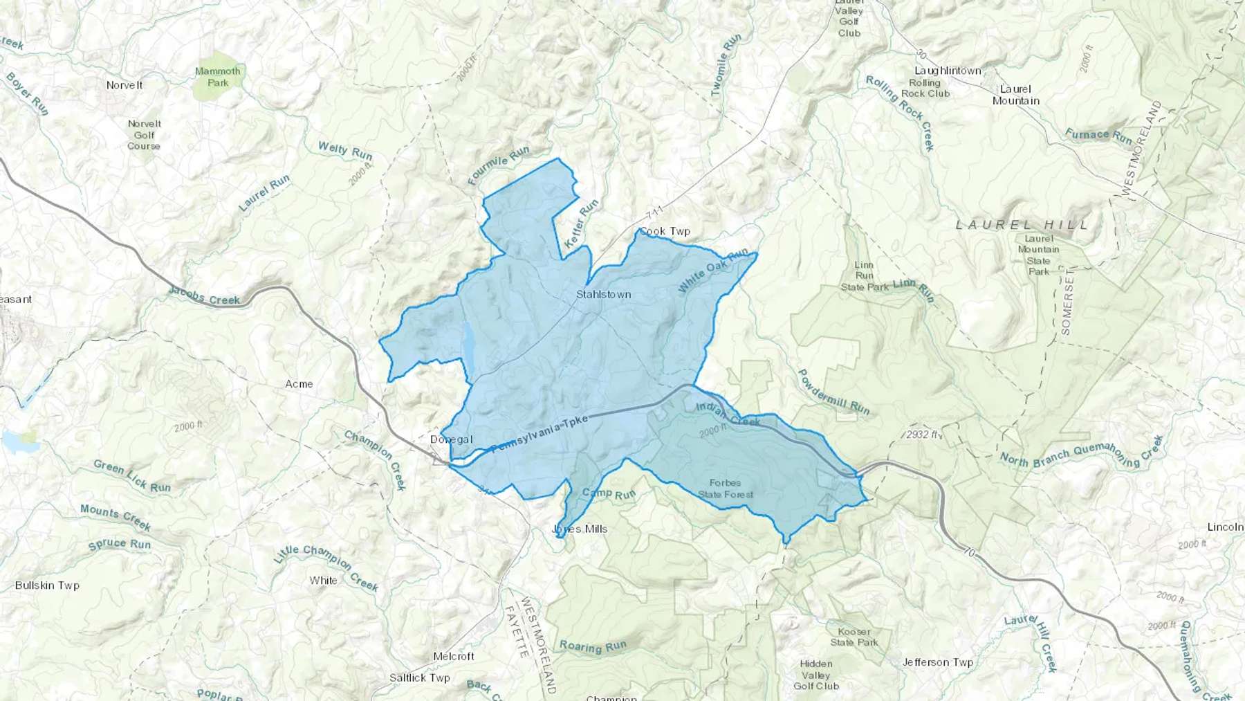 Stahlstown, PA Cash heating Oil delivery map Map of the COD Fuel Oil delivery service area for Stahlstown, PA