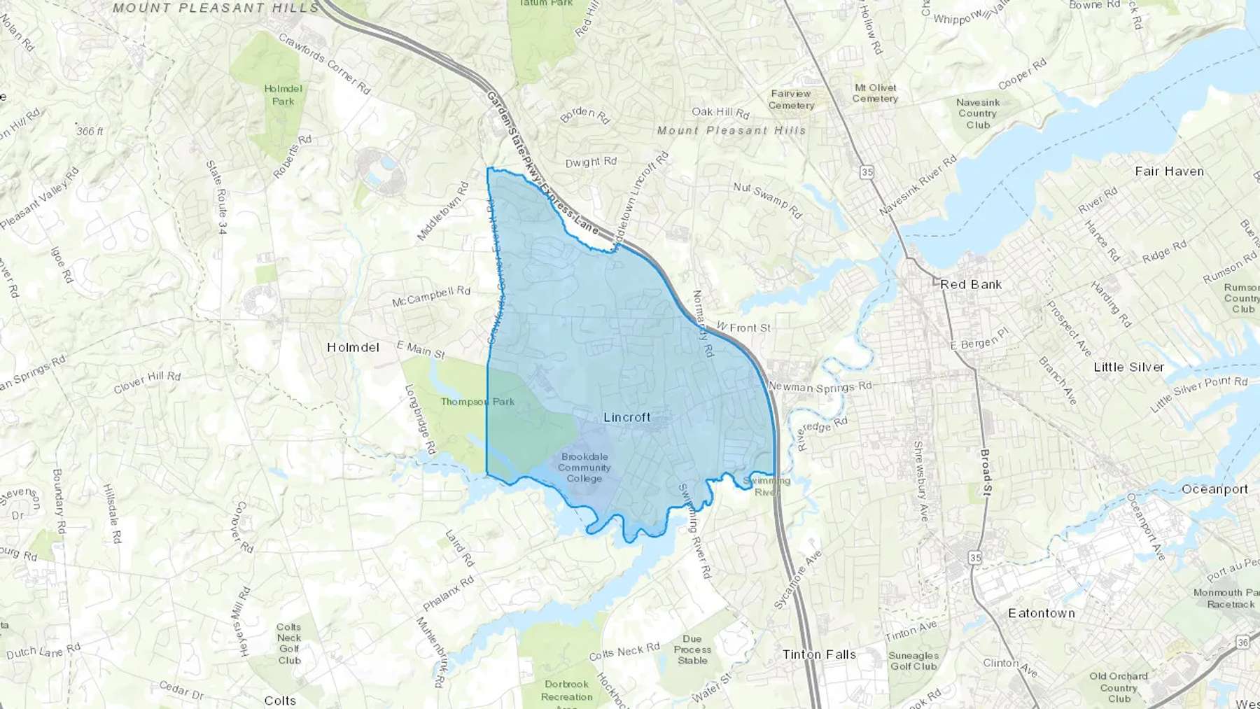 Lincroft, NJ Cash heating Oil delivery map Map of the COD Fuel Oil delivery service area for Lincroft, NJ