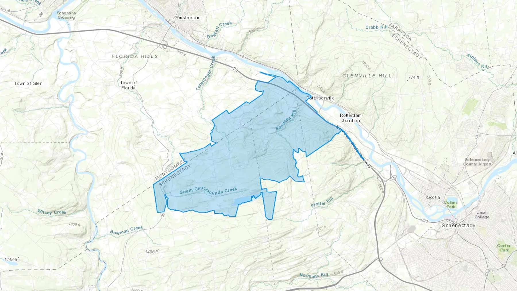 Pattersonville, NY Cash heating Oil delivery map Map of the COD Fuel Oil delivery service area for Pattersonville, NY