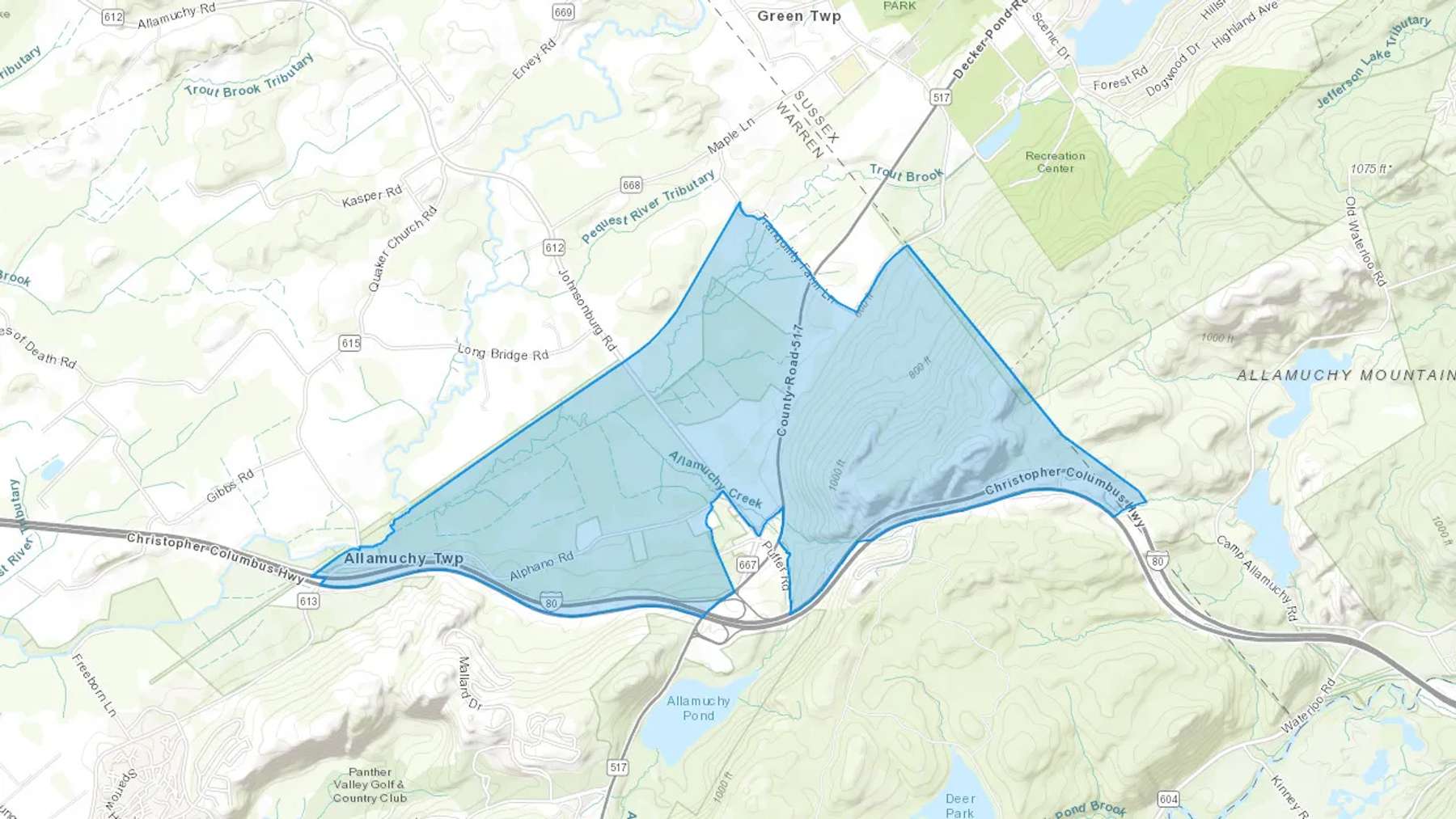 Allamuchy, NJ Cash heating Oil delivery map Map of the COD Fuel Oil delivery service area for Allamuchy, NJ