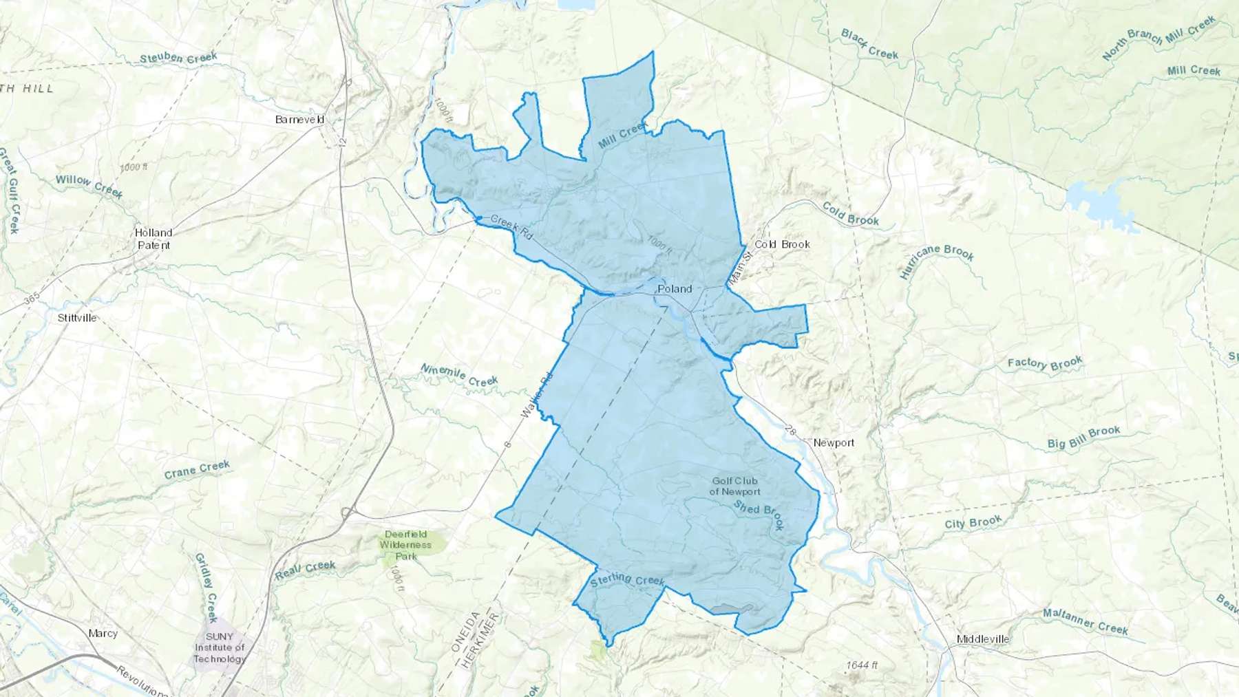 Poland, NY Cash heating Oil delivery map Map of the COD Fuel Oil delivery service area for Poland, NY