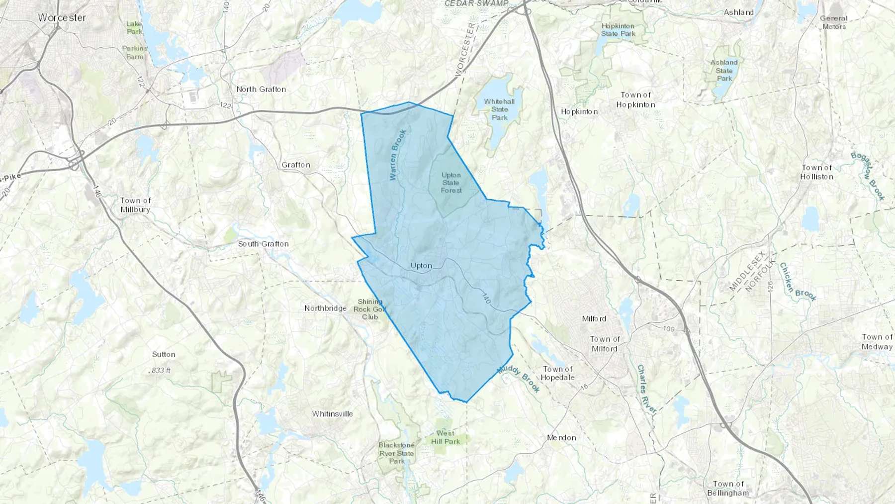 Upton, MA Cash heating Oil delivery map Map of the COD Fuel Oil delivery service area for Upton, MA