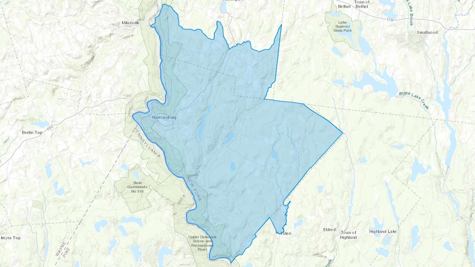 Narrowsburg, NY Cash heating Oil delivery map Map of the COD Fuel Oil delivery service area for Narrowsburg, NY