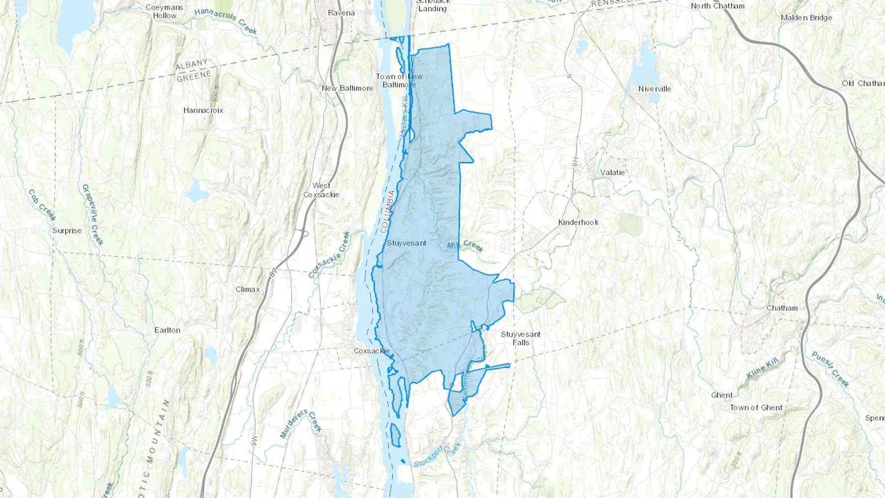 Stuyvesant, NY Cash heating Oil delivery map Map of the COD Fuel Oil delivery service area for Stuyvesant, NY