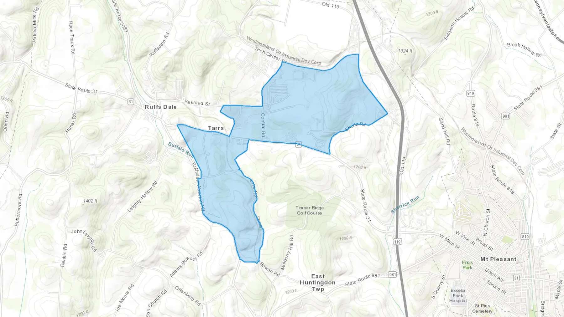 Tarrs, PA Cash heating Oil delivery map Map of the COD Fuel Oil delivery service area for Tarrs, PA