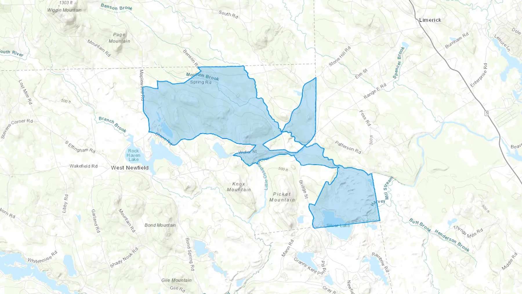 Newfield, ME Cash heating Oil delivery map Map of the COD Fuel Oil delivery service area for Newfield, ME