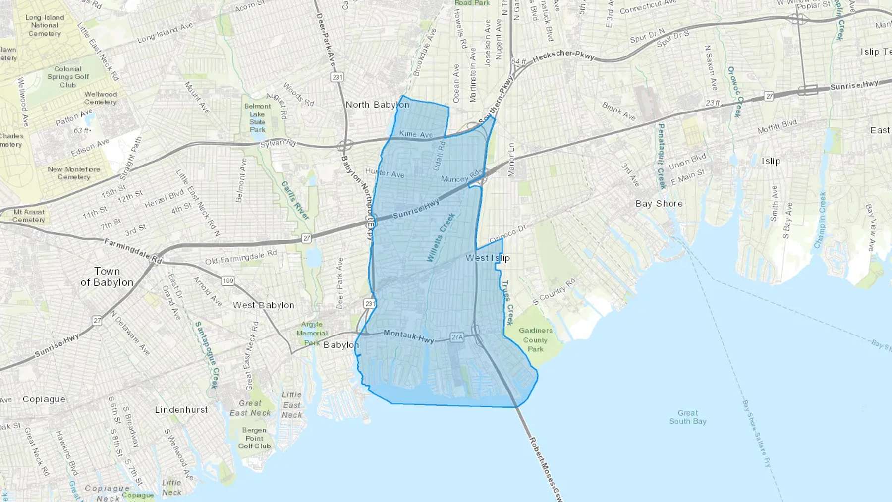 West Islip, NY Cash heating Oil delivery map Map of the COD Fuel Oil delivery service area for West Islip, NY
