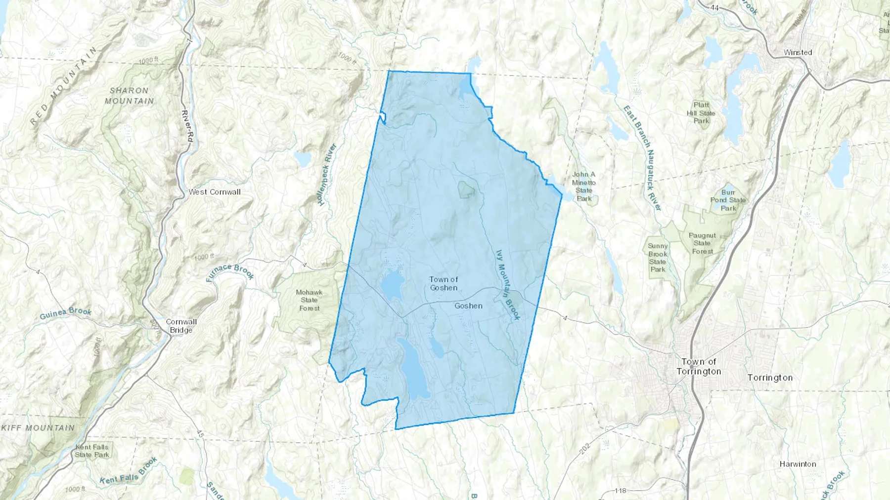 Goshen, CT Cash heating Oil delivery map Map of the COD Fuel Oil delivery service area for Goshen, CT