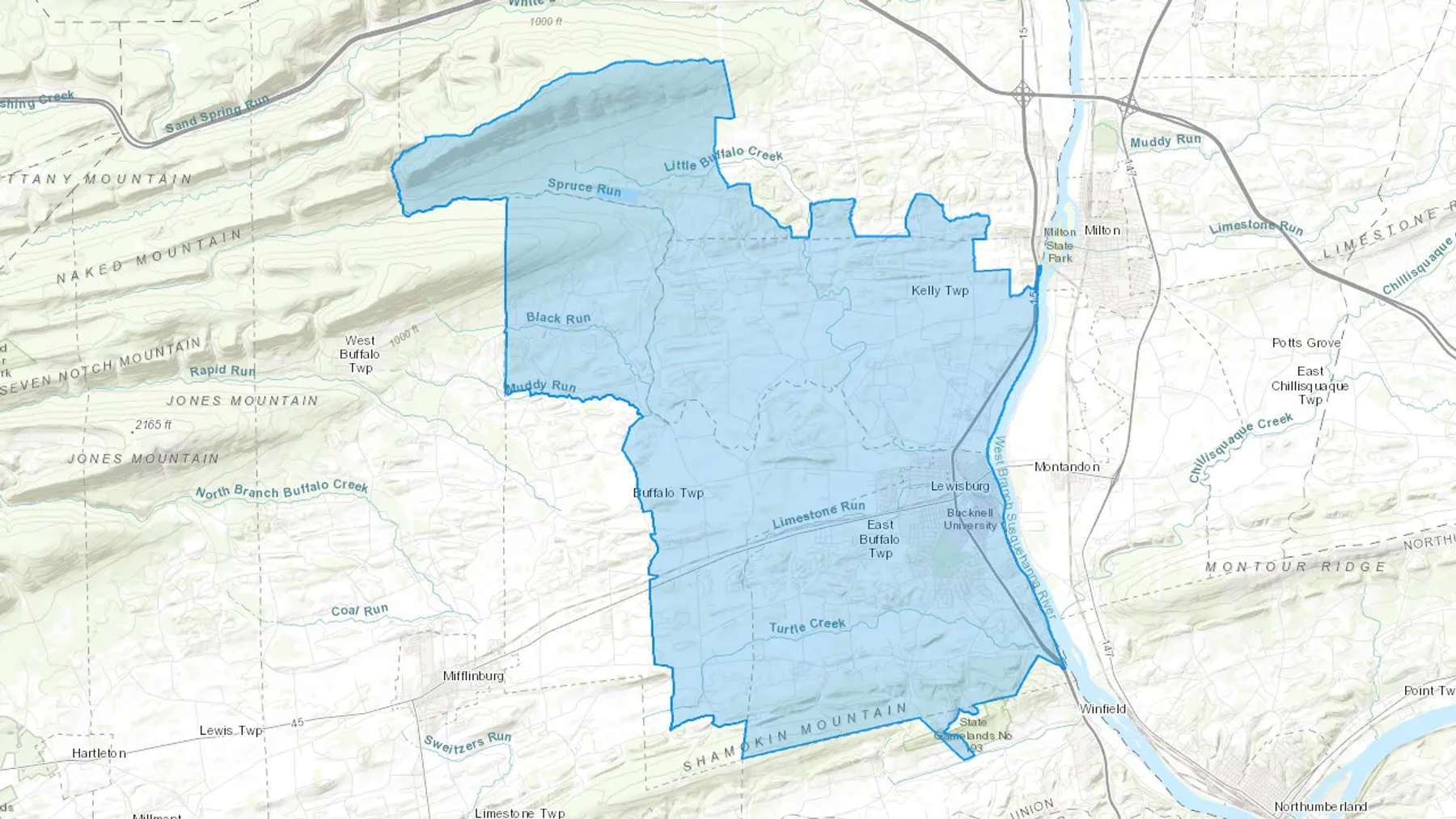 New Columbia, PA Cash heating Oil delivery map Map of the COD Fuel Oil delivery service area for New Columbia, PA