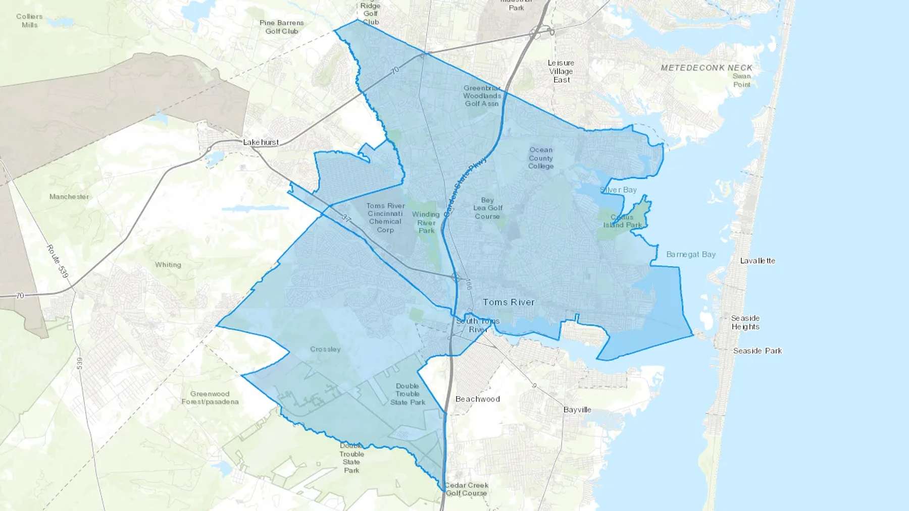 Toms River, NJ Cash heating Oil delivery map Map of the COD Fuel Oil delivery service area for Toms River, NJ