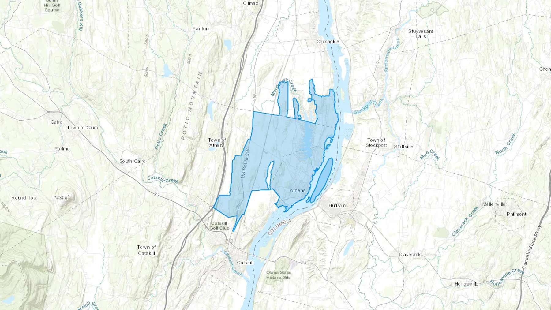 Athens' NY Cash heating Oil delivery map Map of the COD Fuel Oil delivery service area for Athens, NY
