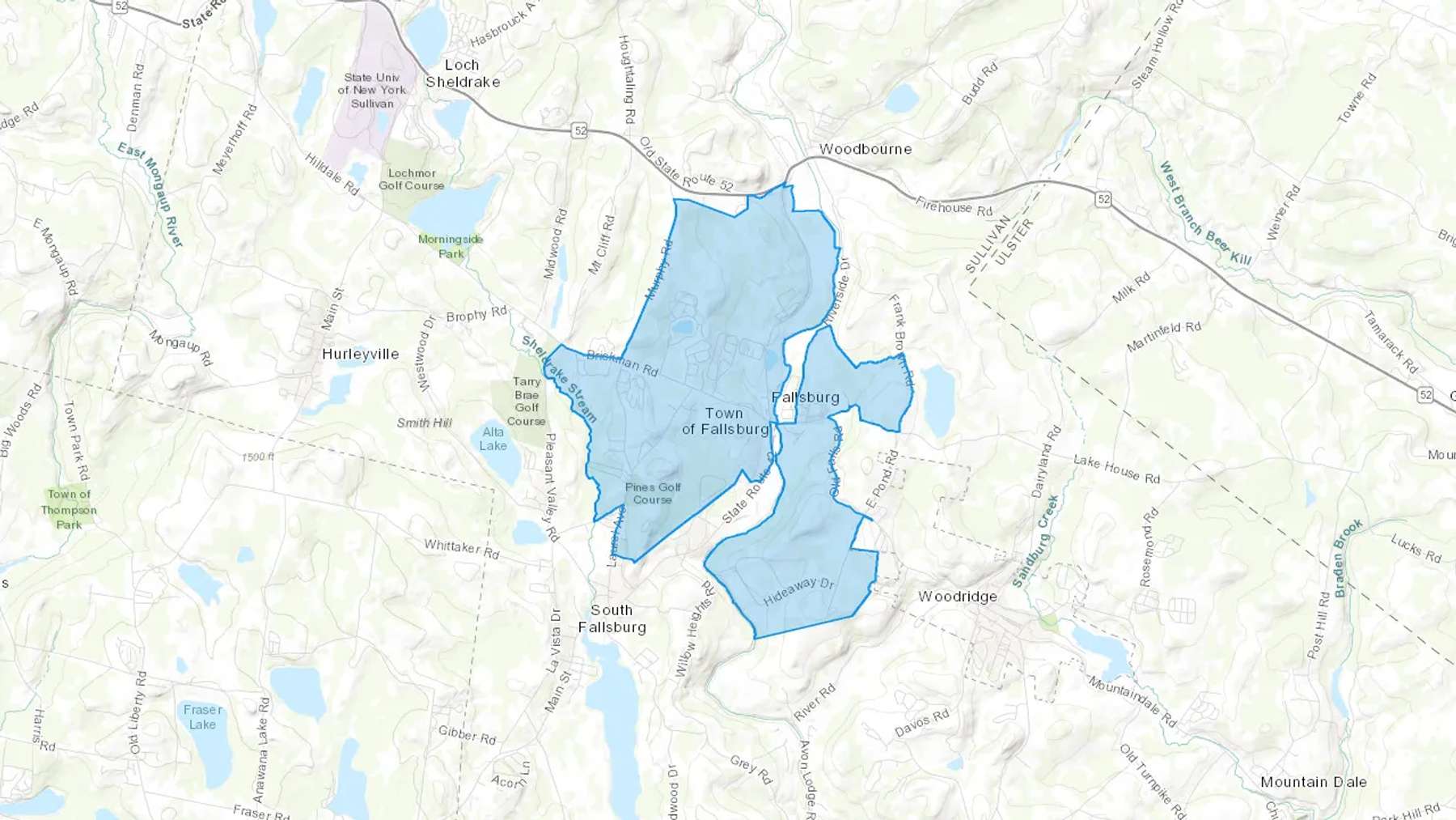 Fallsburg, NY Cash heating Oil delivery map Map of the COD Fuel Oil delivery service area for Fallsburg, NY