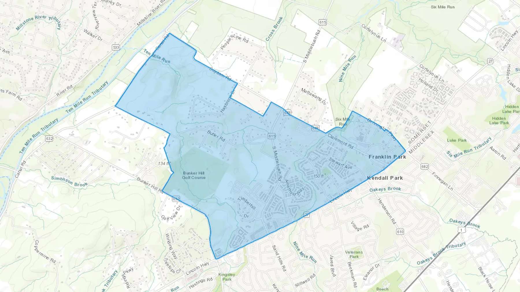 Franklin Park, NJ Cash heating Oil delivery map Map of the COD Fuel Oil delivery service area for Franklin Park, NJ