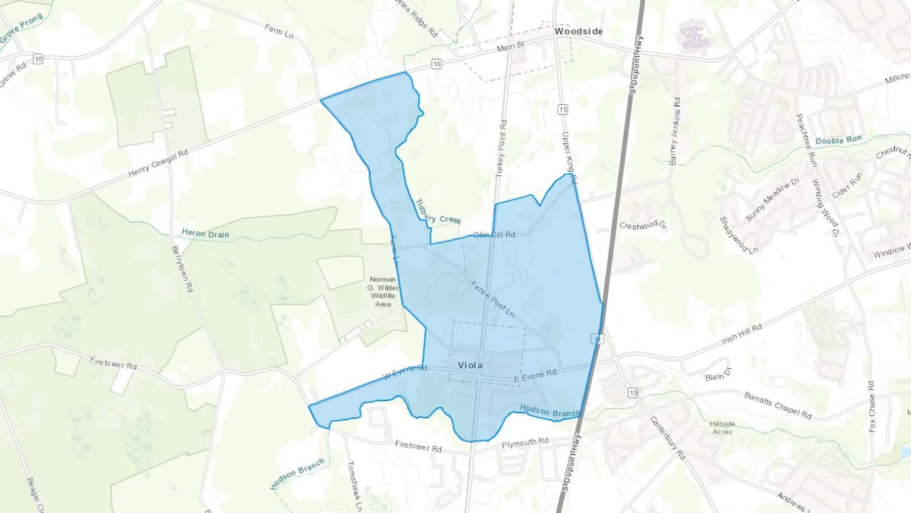 Viola, DE Cash heating Oil delivery map Map of the COD Fuel Oil delivery service area for Viola, DE