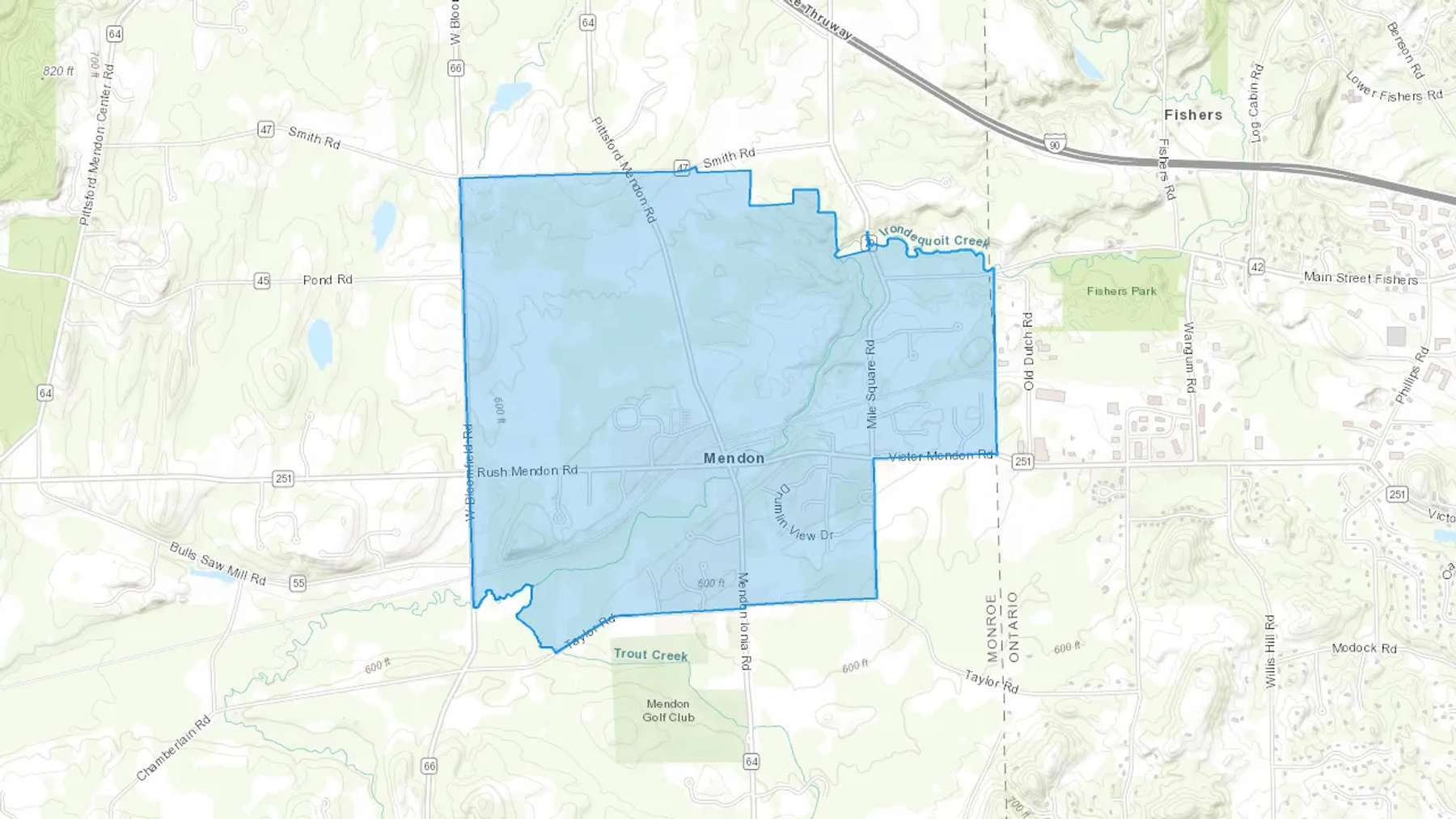 Mendon, NY Cash heating Oil delivery map Map of the COD Fuel Oil delivery service area for Mendon, NY