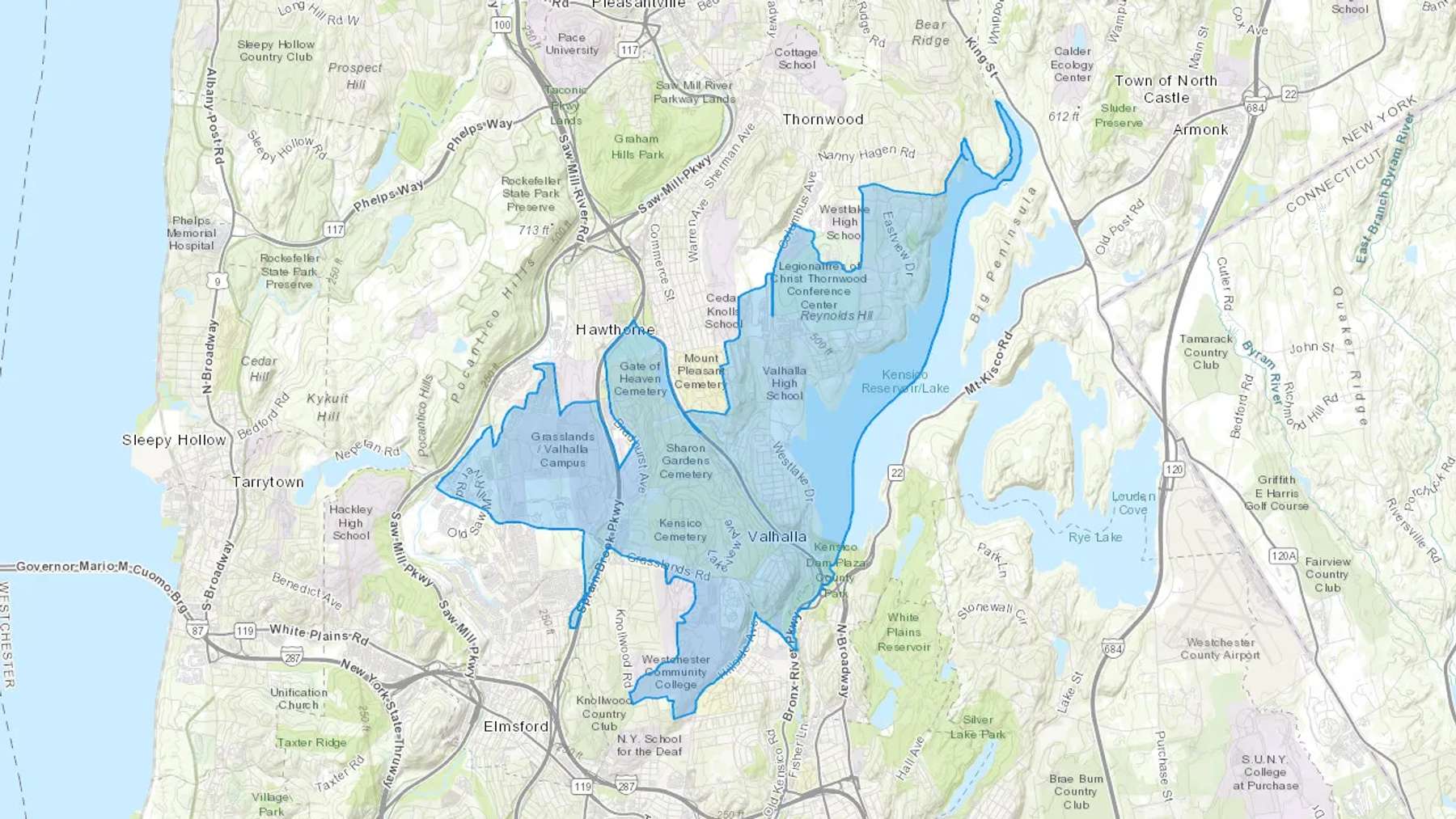 Valhalla, NY Cash heating Oil delivery map Map of the COD Fuel Oil delivery service area for Valhalla, NY
