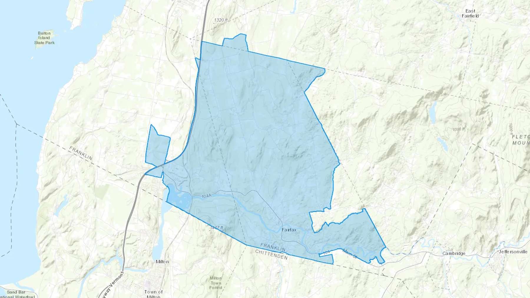 Fairfax, VT Cash heating Oil delivery map Map of the COD Fuel Oil delivery service area for Fairfax, VT