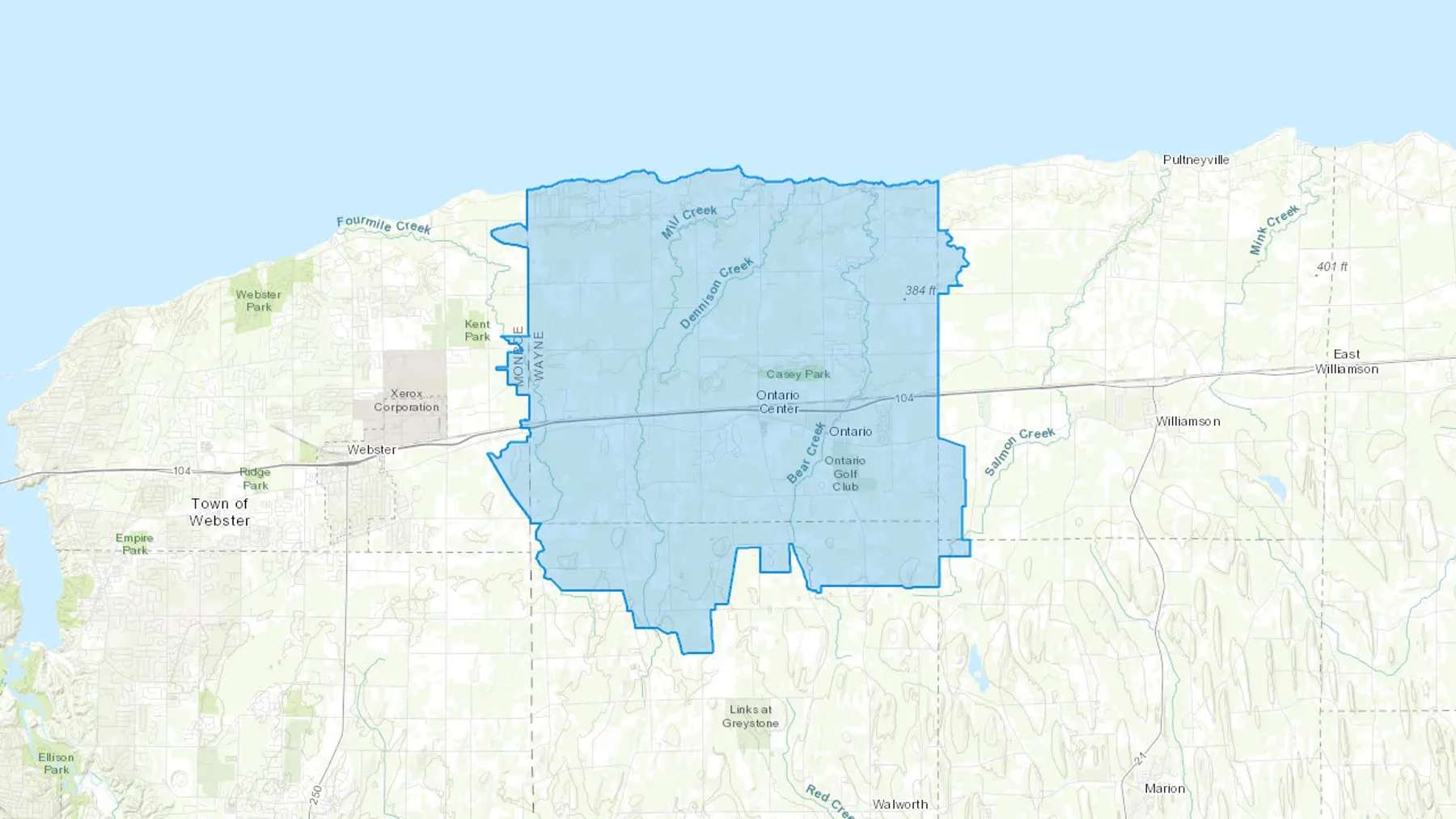 Ontario, NY Cash heating Oil delivery map Map of the COD Fuel Oil delivery service area for Ontario, NY