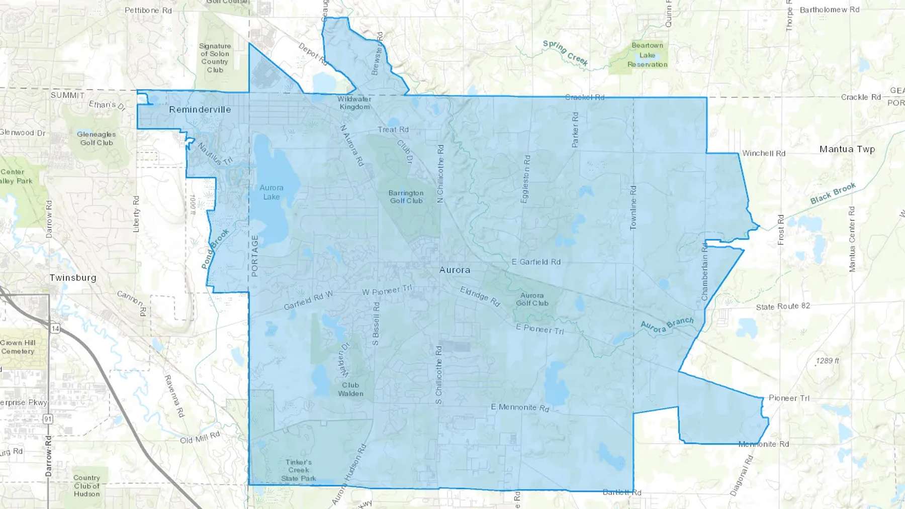 Aurora, OH Cash heating Oil delivery map Map of the COD Fuel Oil delivery service area for Aurora, OH