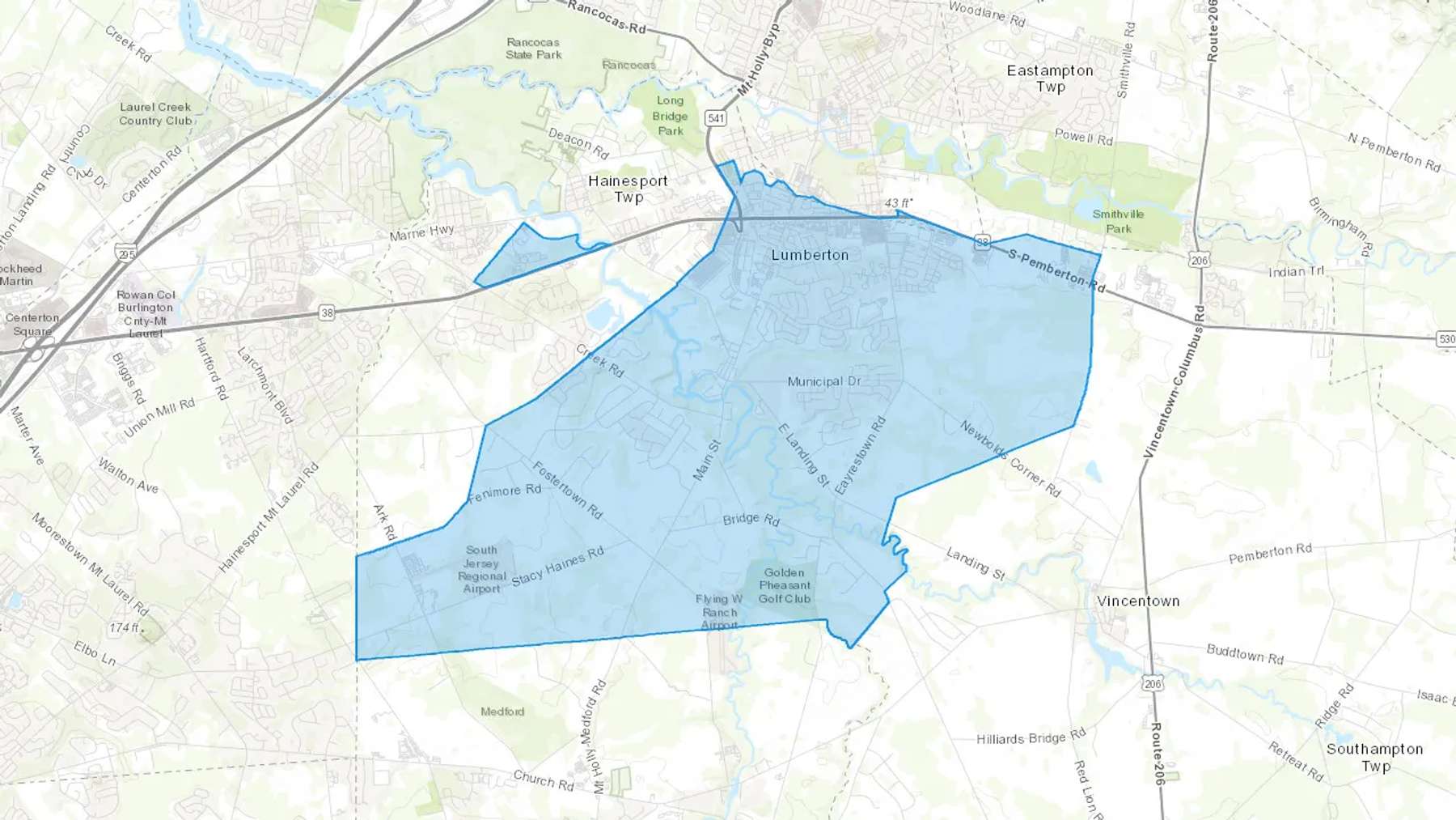 Lumberton, NJ Cash heating Oil delivery map Map of the COD Fuel Oil delivery service area for Lumberton, NJ