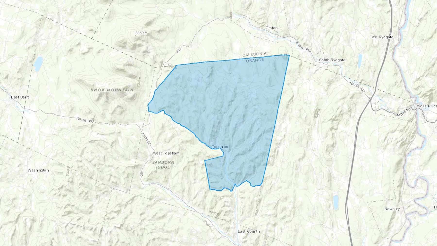 Topsham, VT Cash heating Oil delivery map Map of the COD Fuel Oil delivery service area for Topsham, VT