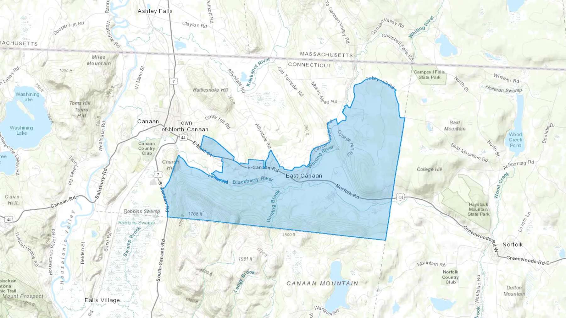 East Canaan, CT Cash heating Oil delivery map Map of the COD Fuel Oil delivery service area for East Canaan, CT