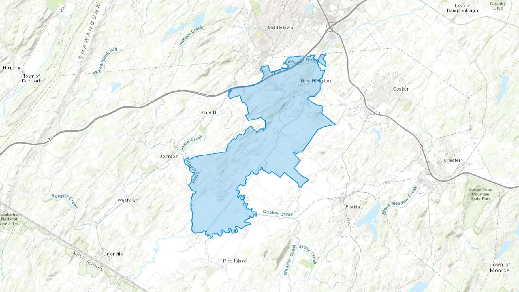 New Hampton, NY Cash heating Oil delivery map Map of the COD Fuel Oil delivery service area for New Hampton, NY