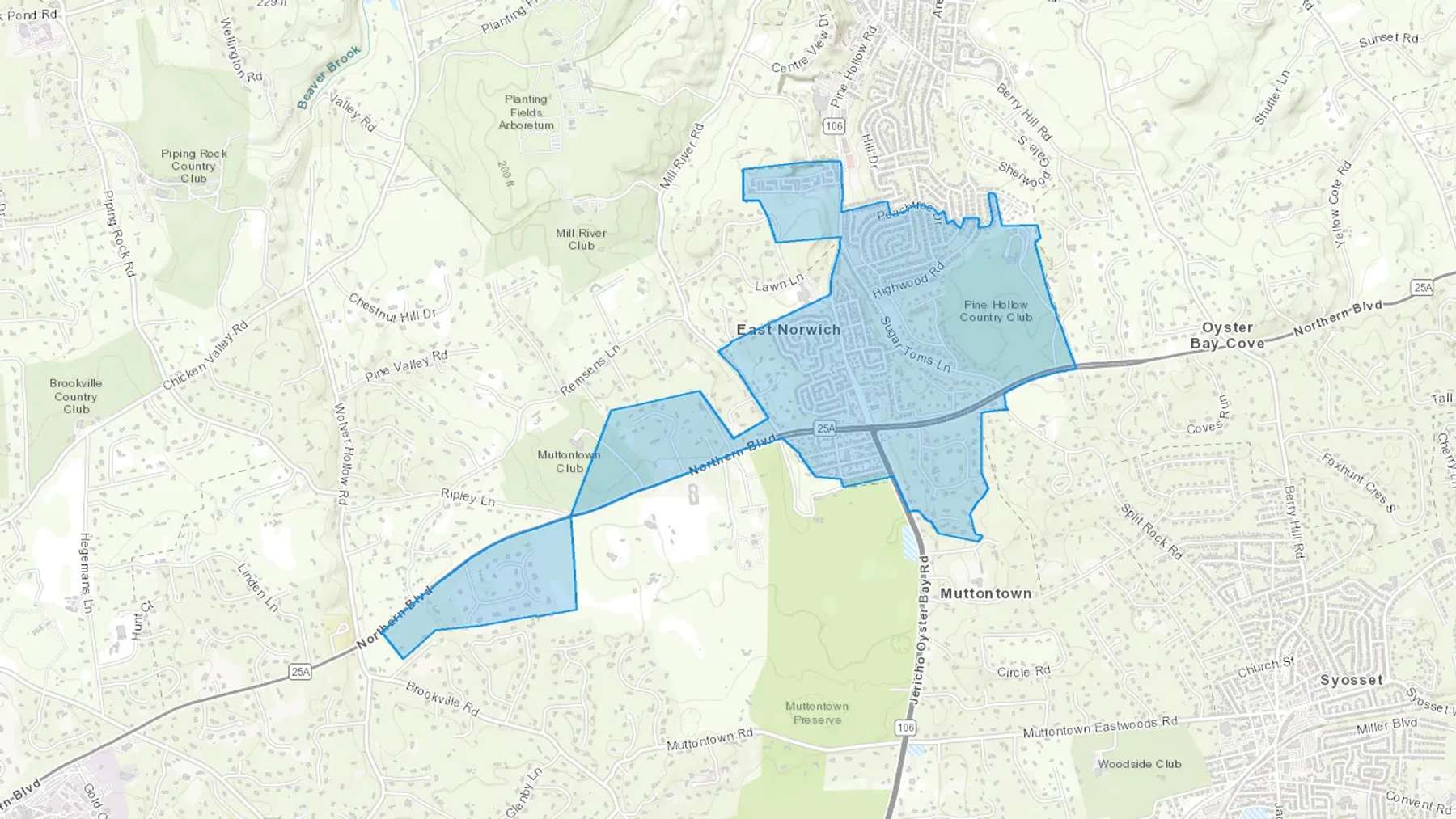 East Norwich, NY Cash heating Oil delivery map Map of the COD Fuel Oil delivery service area for East Norwich, NY