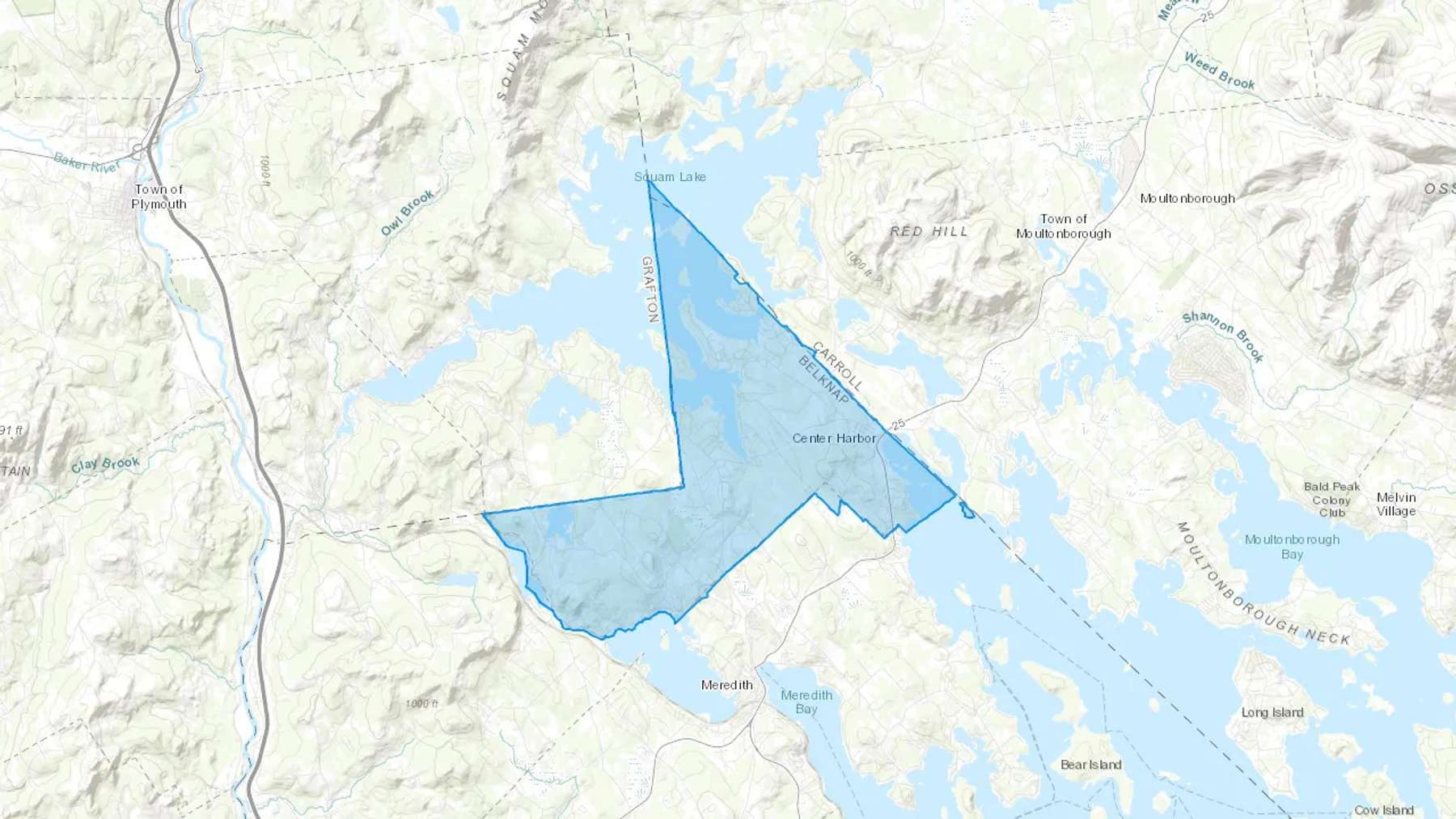 Center Harbor, NH Cash heating Oil delivery map Map of the COD Fuel Oil delivery service area for Center Harbor, NH
