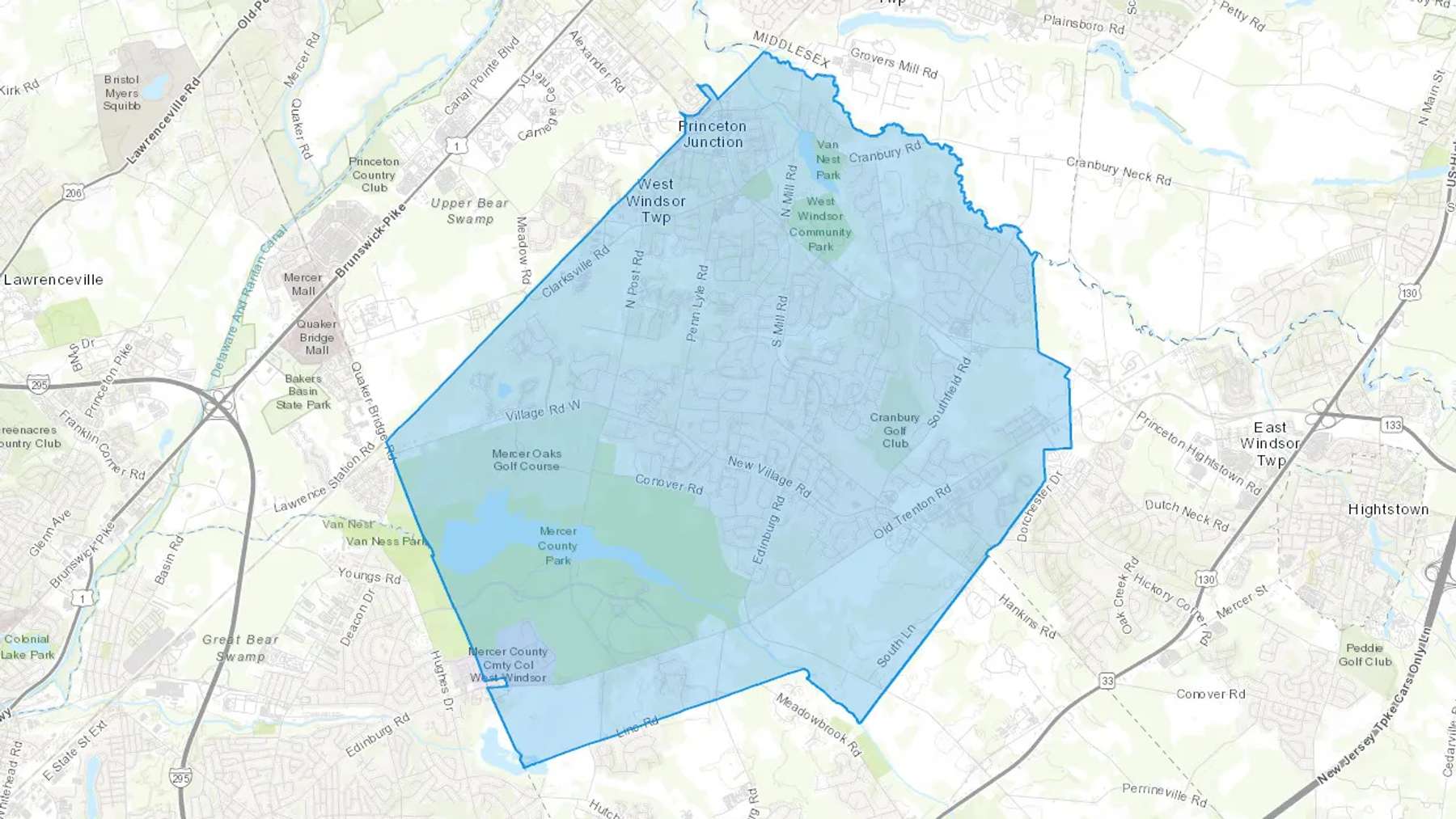 Princeton Junction, NJ Cash heating Oil delivery map Map of the COD Fuel Oil delivery service area for Princeton Junction, NJ