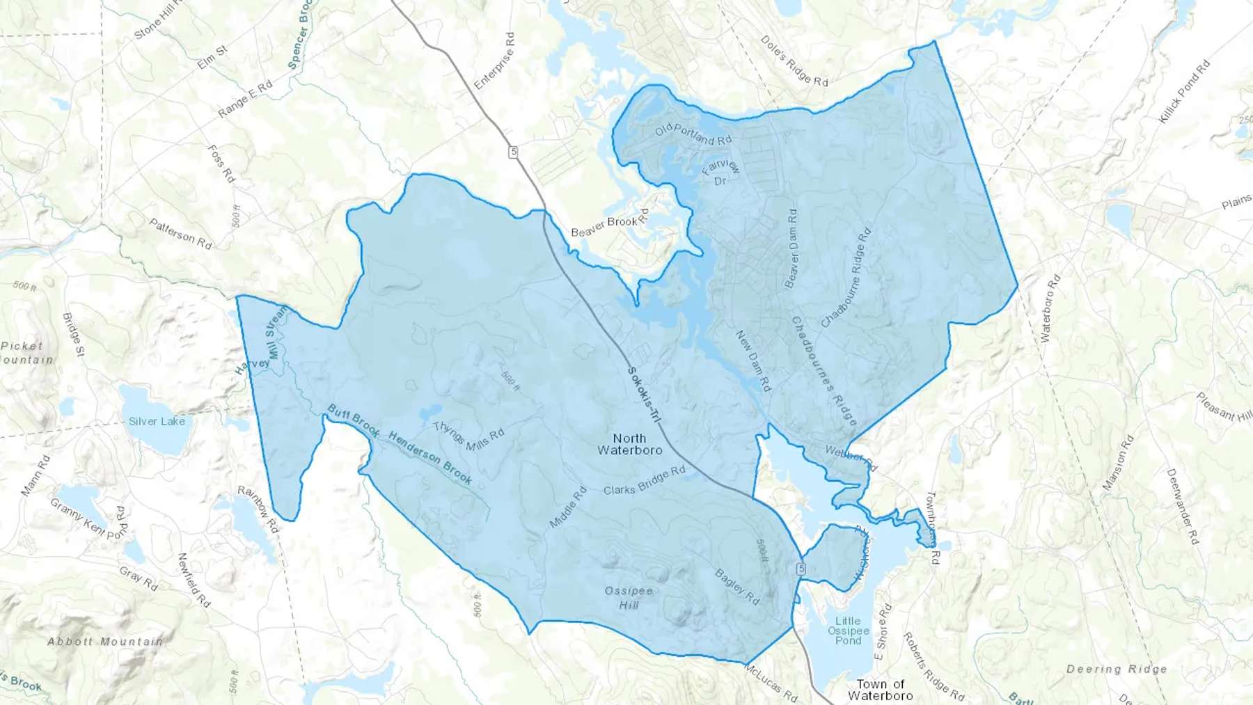 North Waterboro, ME Cash heating Oil delivery map Map of the COD Fuel Oil delivery service area for North Waterboro, ME