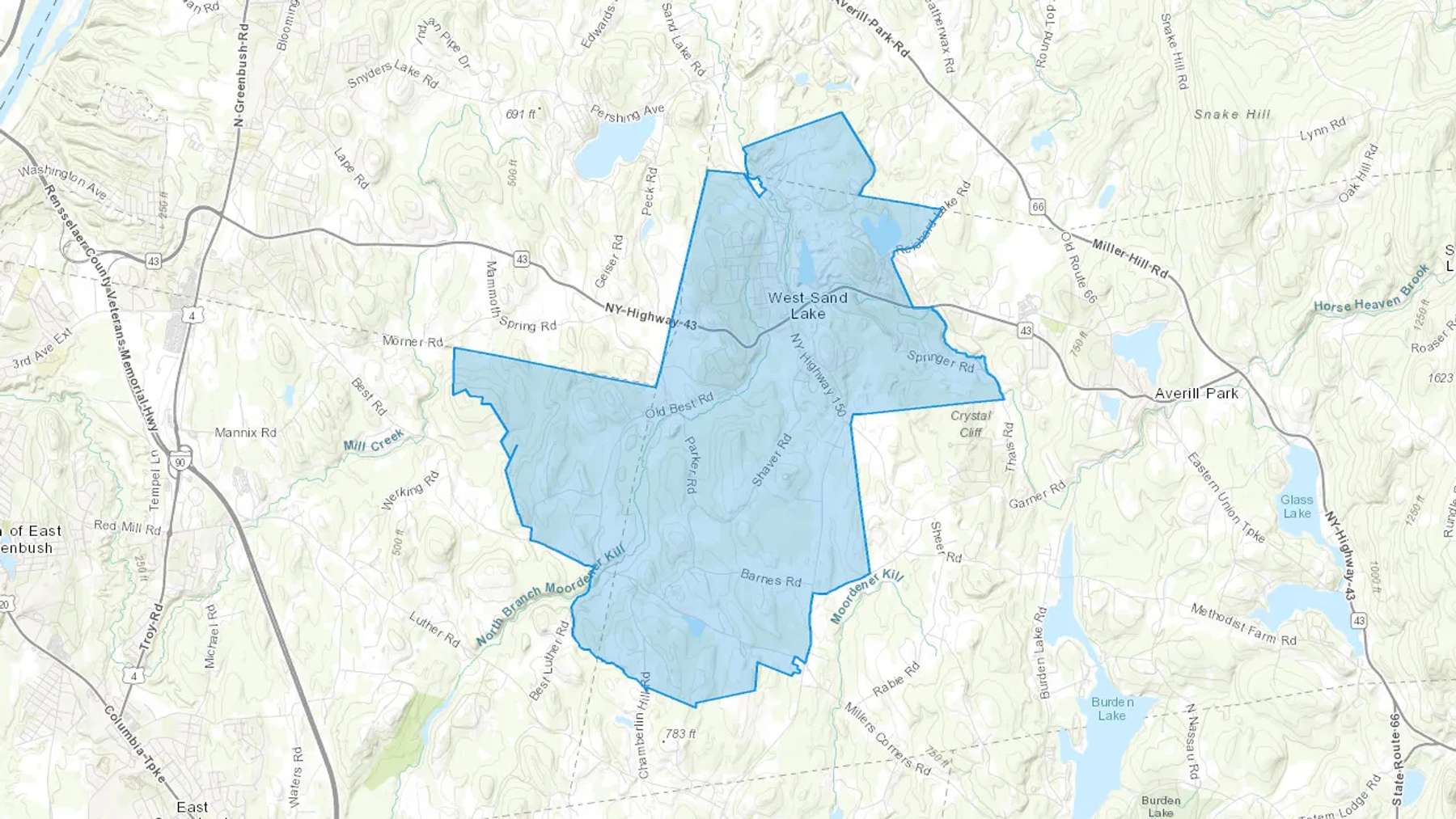 West Sand Lake, NY Cash heating Oil delivery map Map of the COD Fuel Oil delivery service area for West Sand Lake, NY