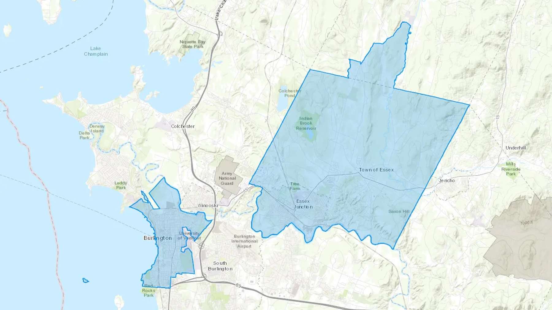 Burlington, VT Cash heating Oil delivery map Map of the COD Fuel Oil delivery service area for Burlington, VT