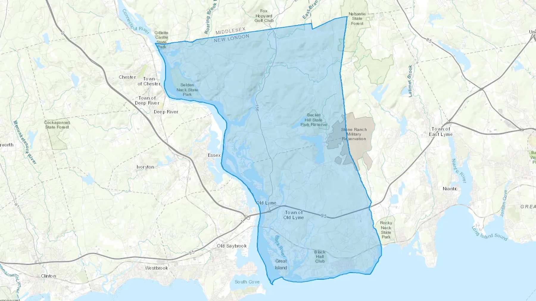 Hadlyme, CT Cash heating Oil delivery map Map of the COD Fuel Oil delivery service area for Hadlyme, CT