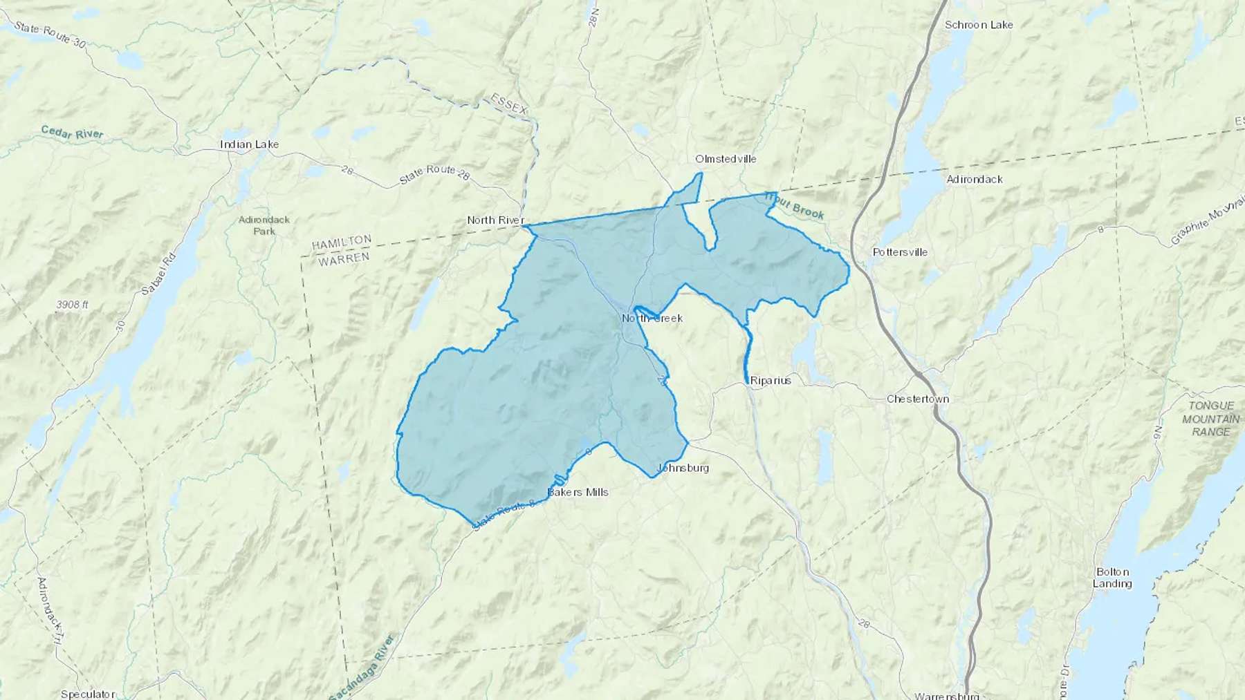 North Creek, NY Cash heating Oil delivery map Map of the COD Fuel Oil delivery service area for North Creek, NY