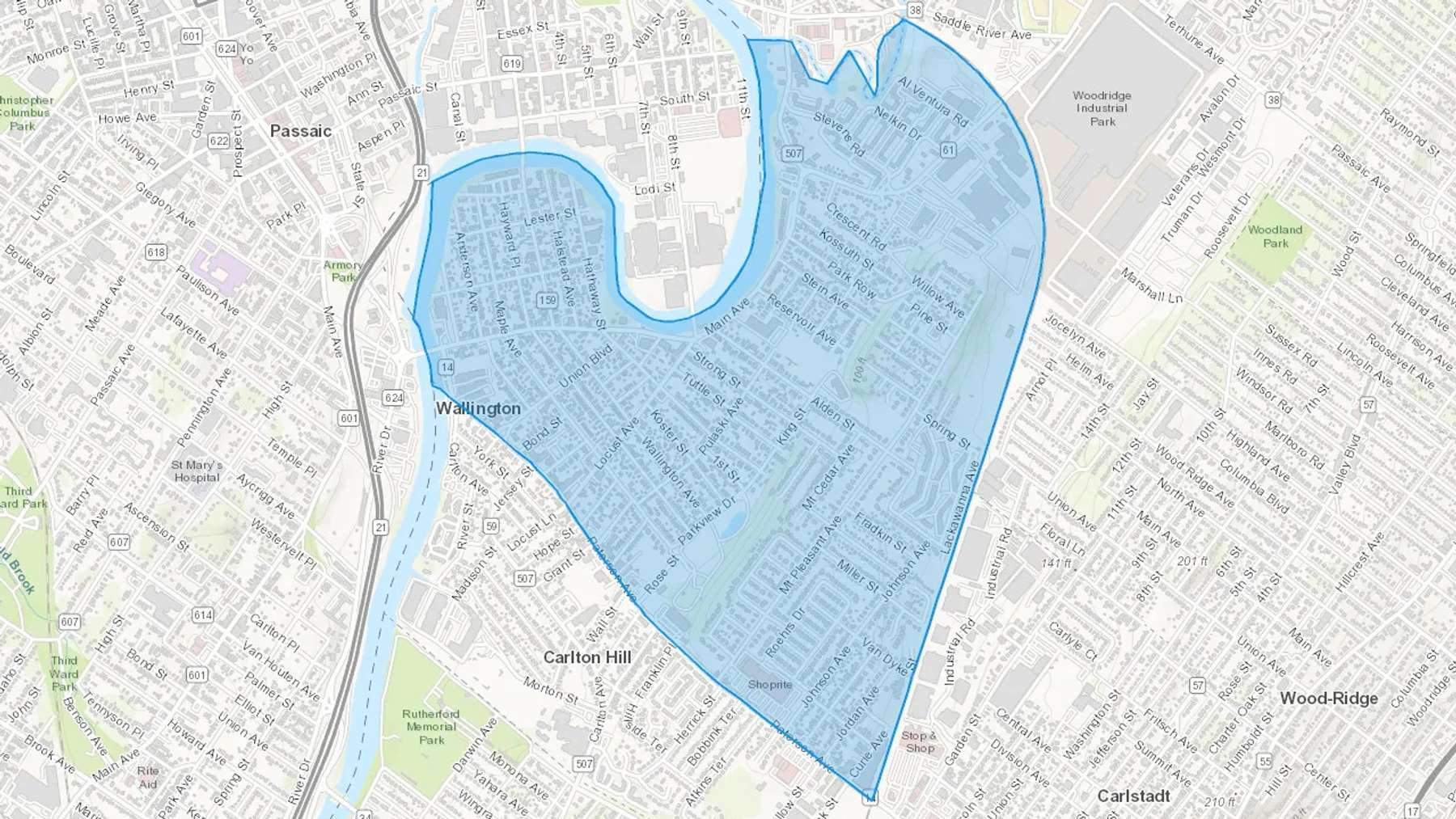 Wallington, NJ Cash heating Oil delivery map Map of the COD Fuel Oil delivery service area for Wallington, NJ
