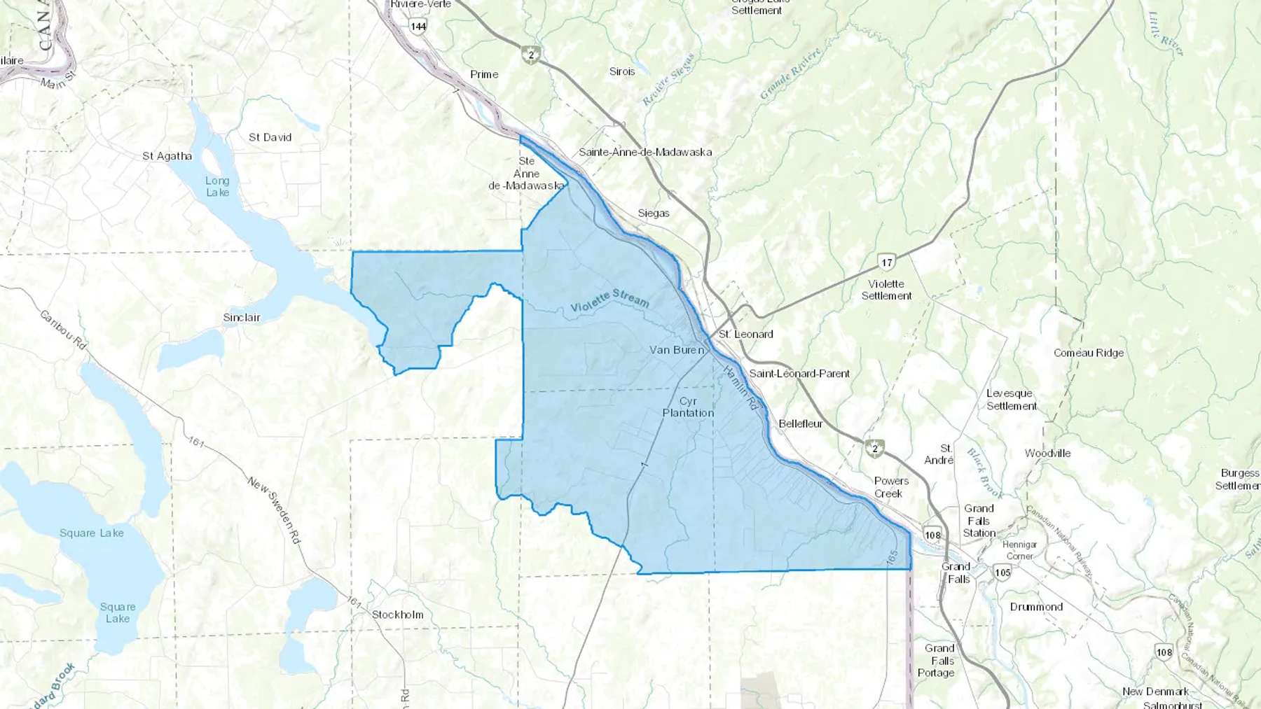 Van Buren, ME Cash heating Oil delivery map Map of the COD Fuel Oil delivery service area for Van Buren, ME