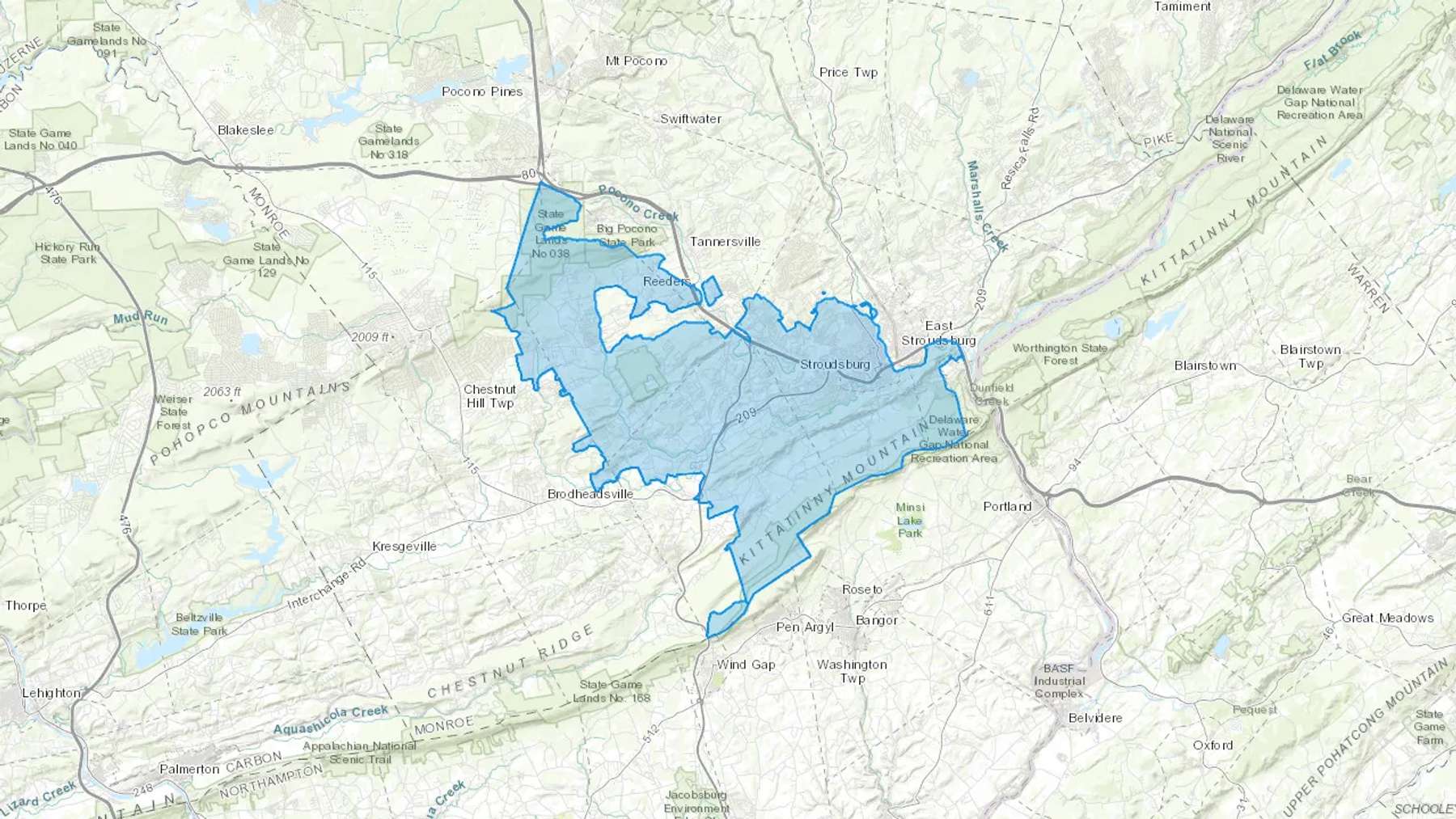 Reeders, PA Cash heating Oil delivery map Map of the COD Fuel Oil delivery service area for Reeders, PA