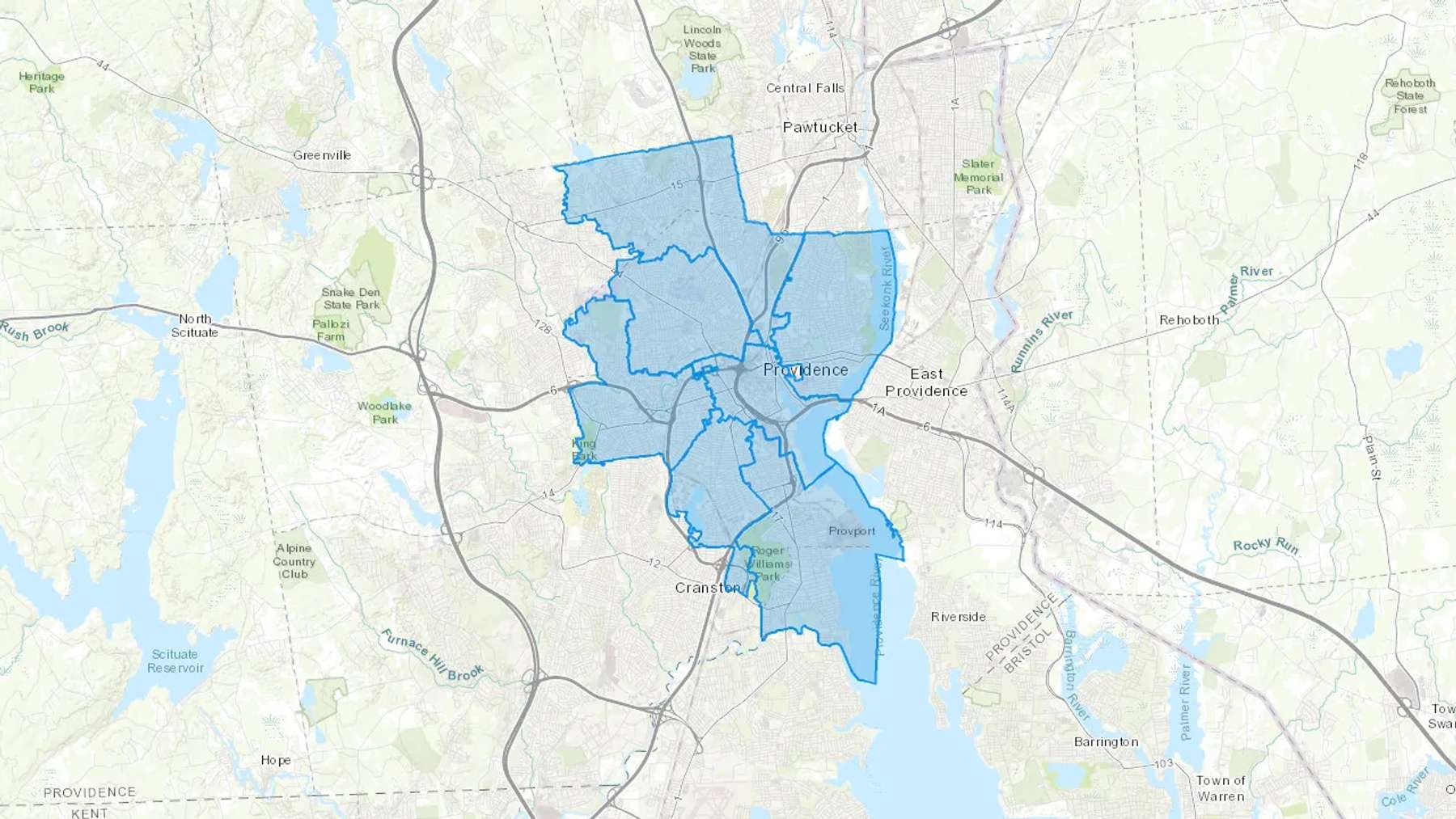 Providence, RI Cash heating Oil delivery map Map of the COD Fuel Oil delivery service area for Providence, RI