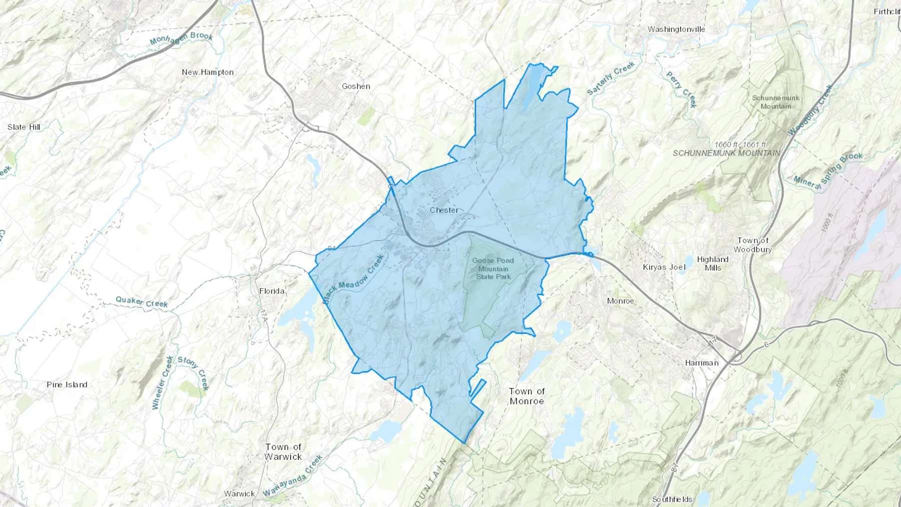 Chester, NY Cash heating Oil delivery map Map of the COD Fuel Oil delivery service area for Chester, NY