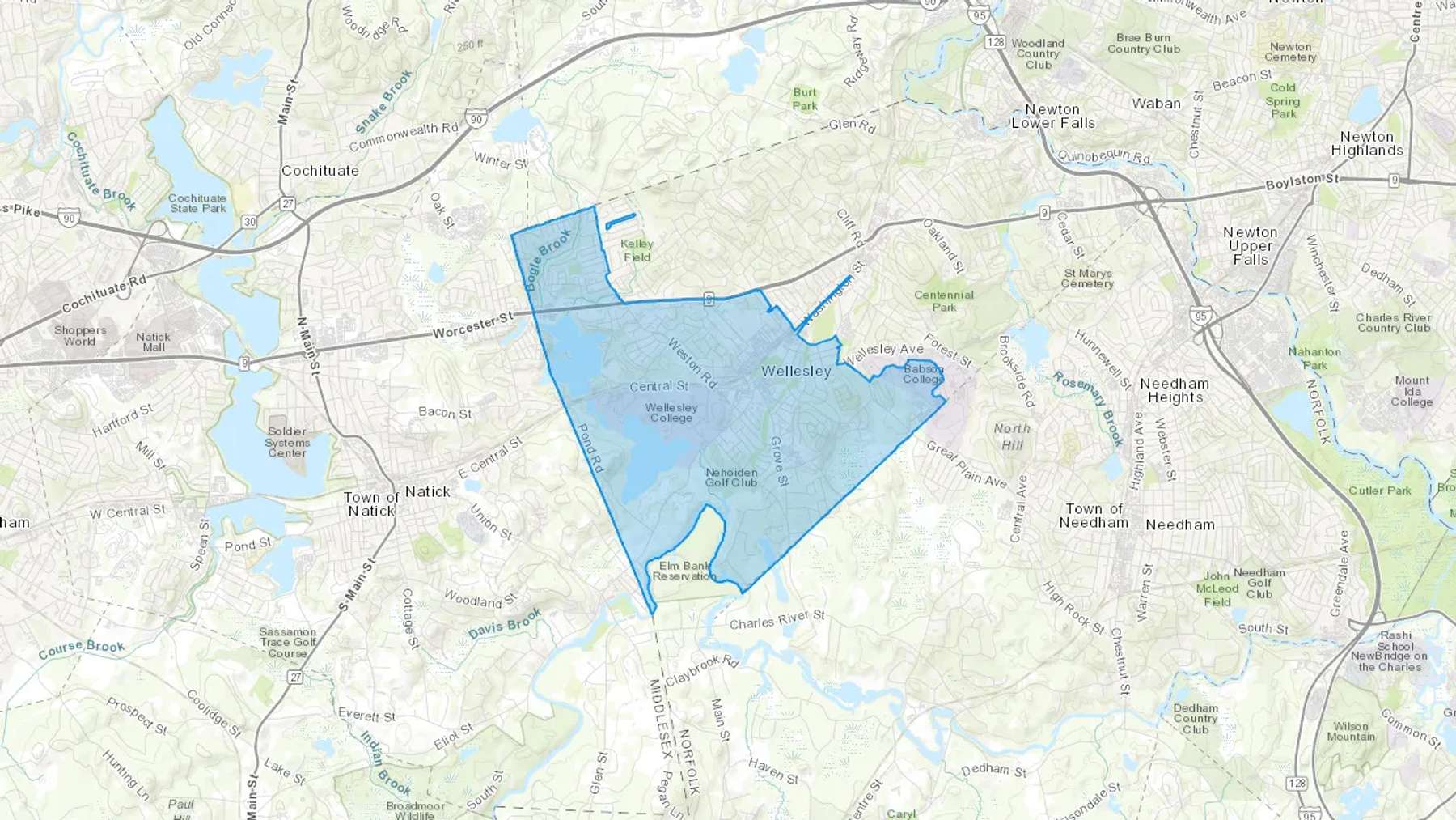 Babson Park, MA Cash heating Oil delivery map Map of the COD Fuel Oil delivery service area for Babson Park, MA