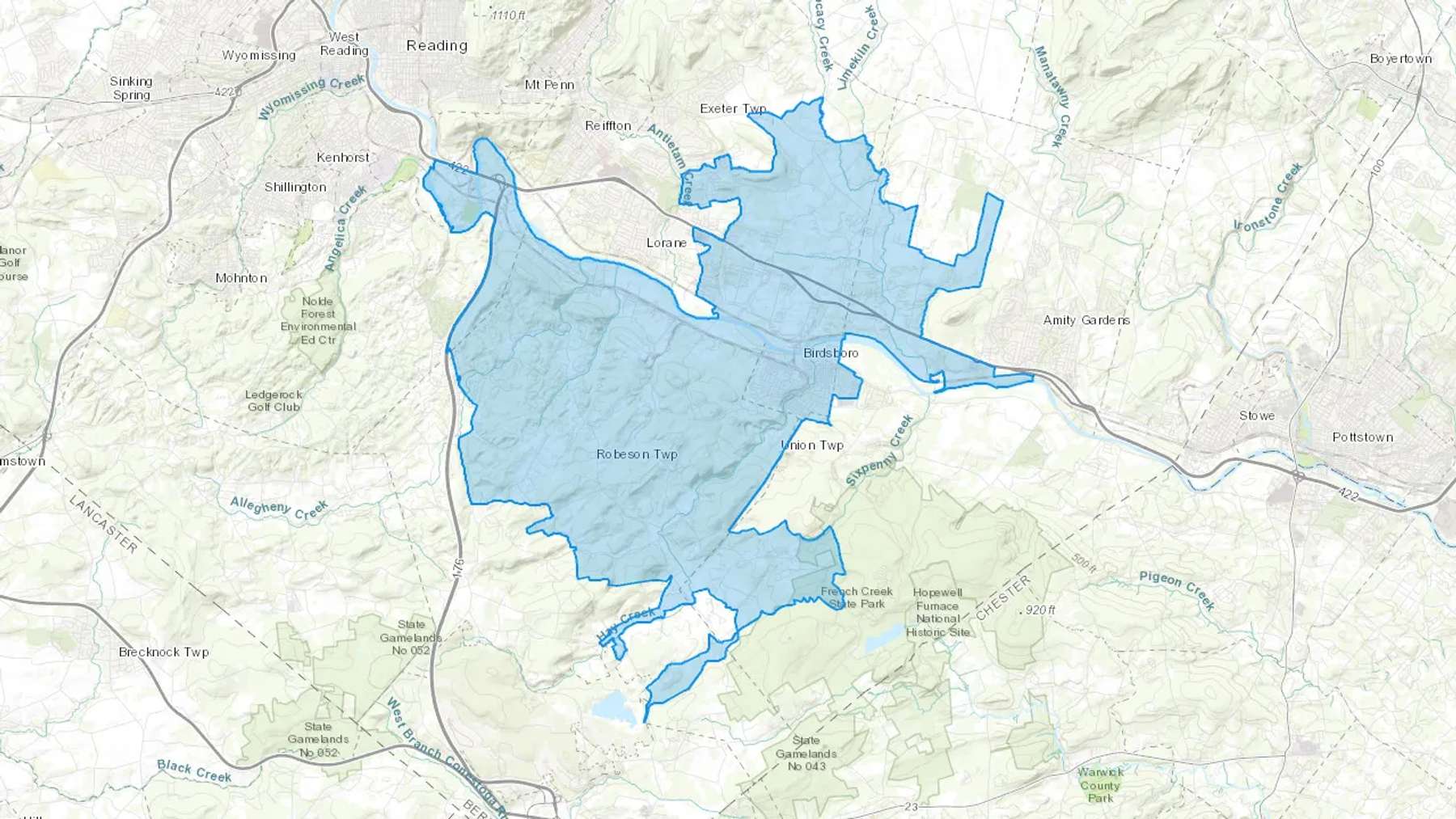 Birdsboro, PA Cash heating Oil delivery map Map of the COD Fuel Oil delivery service area for Birdsboro, PA