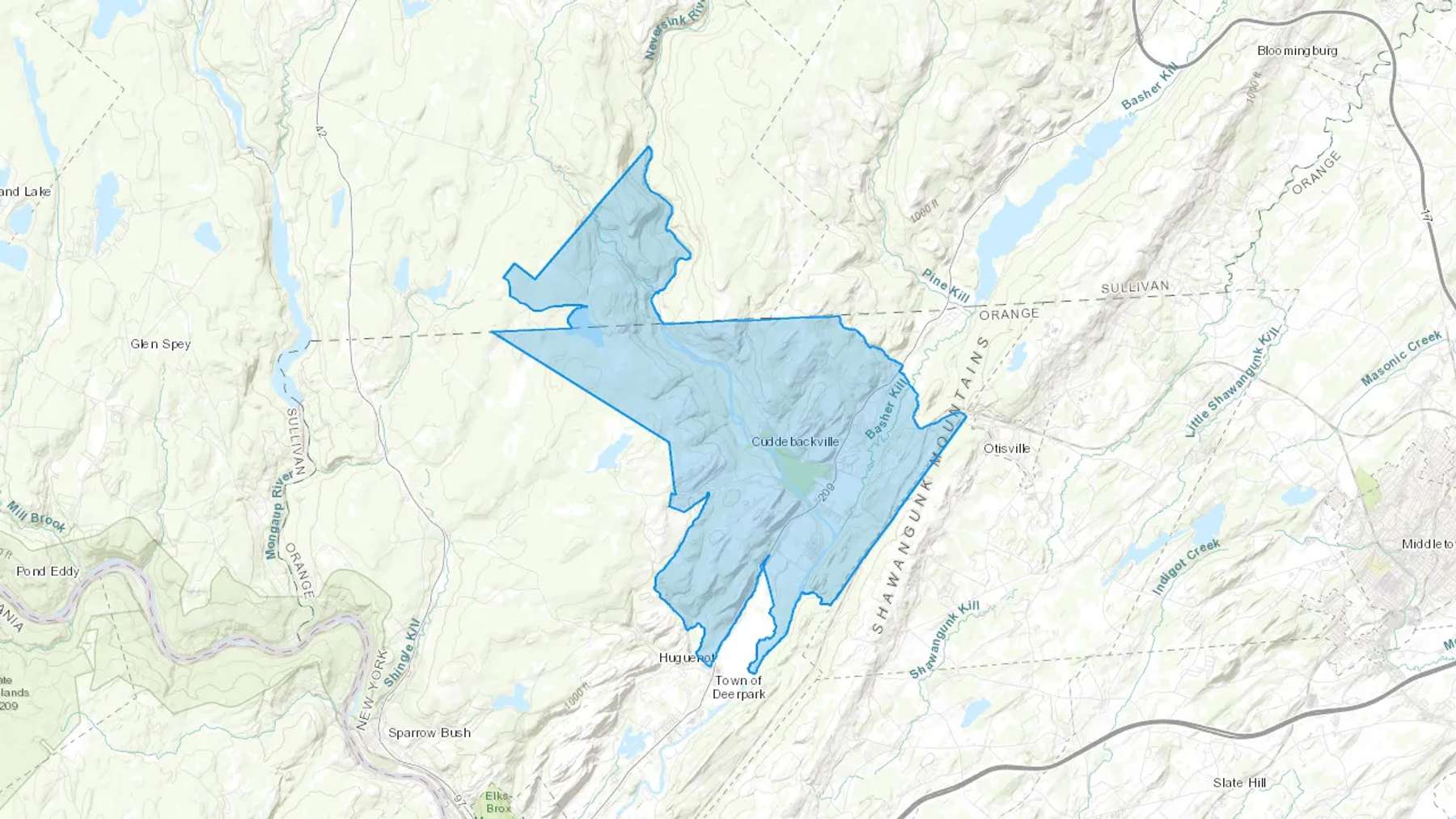 Cuddebackville, NY Cash heating Oil delivery map Map of the COD Fuel Oil delivery service area for Cuddebackville, NY